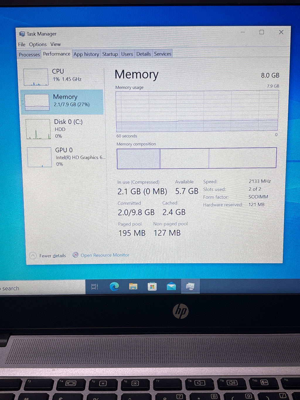 HP Elitebook 840 G4 Laptop i5-7300U 8GB RAM 512GB HDD - For Parts (Bad Battery)