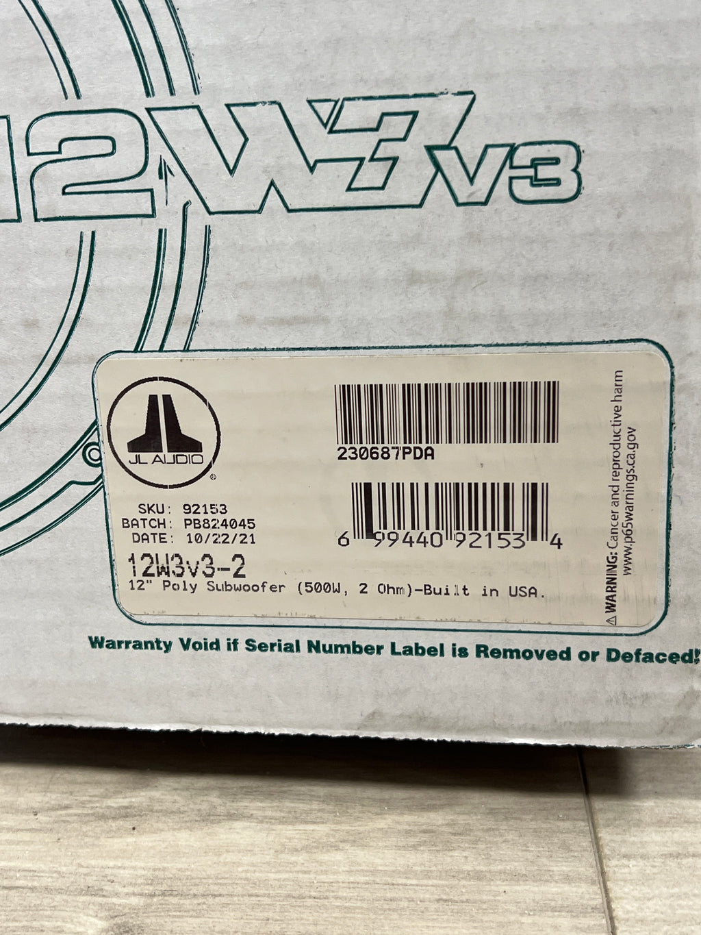 JL Audio 12W3V3-4 12 Inch Subwoofer 2 Ohm 1000 Watts - For Parts