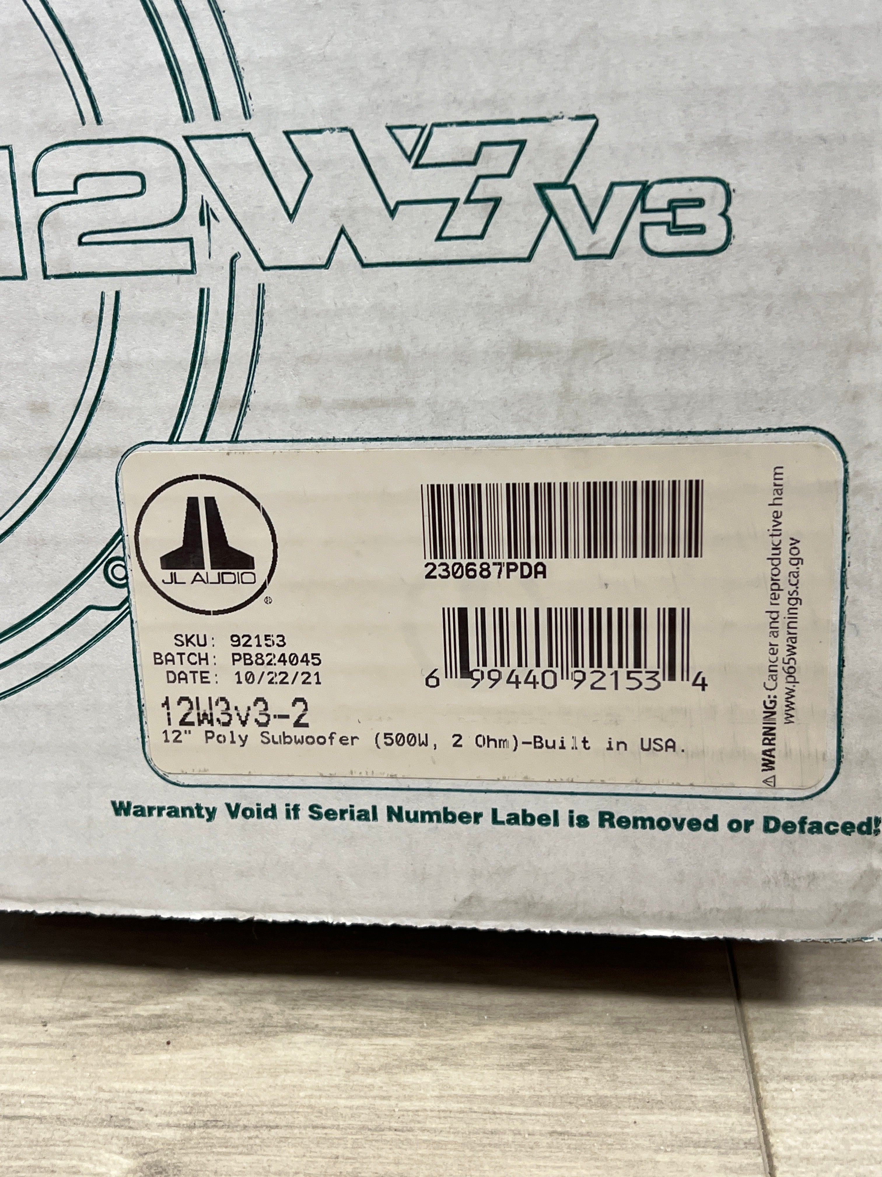JL Audio 12W3V3-4 12 Inch Subwoofer 2 Ohm 1000 Watts - For Parts