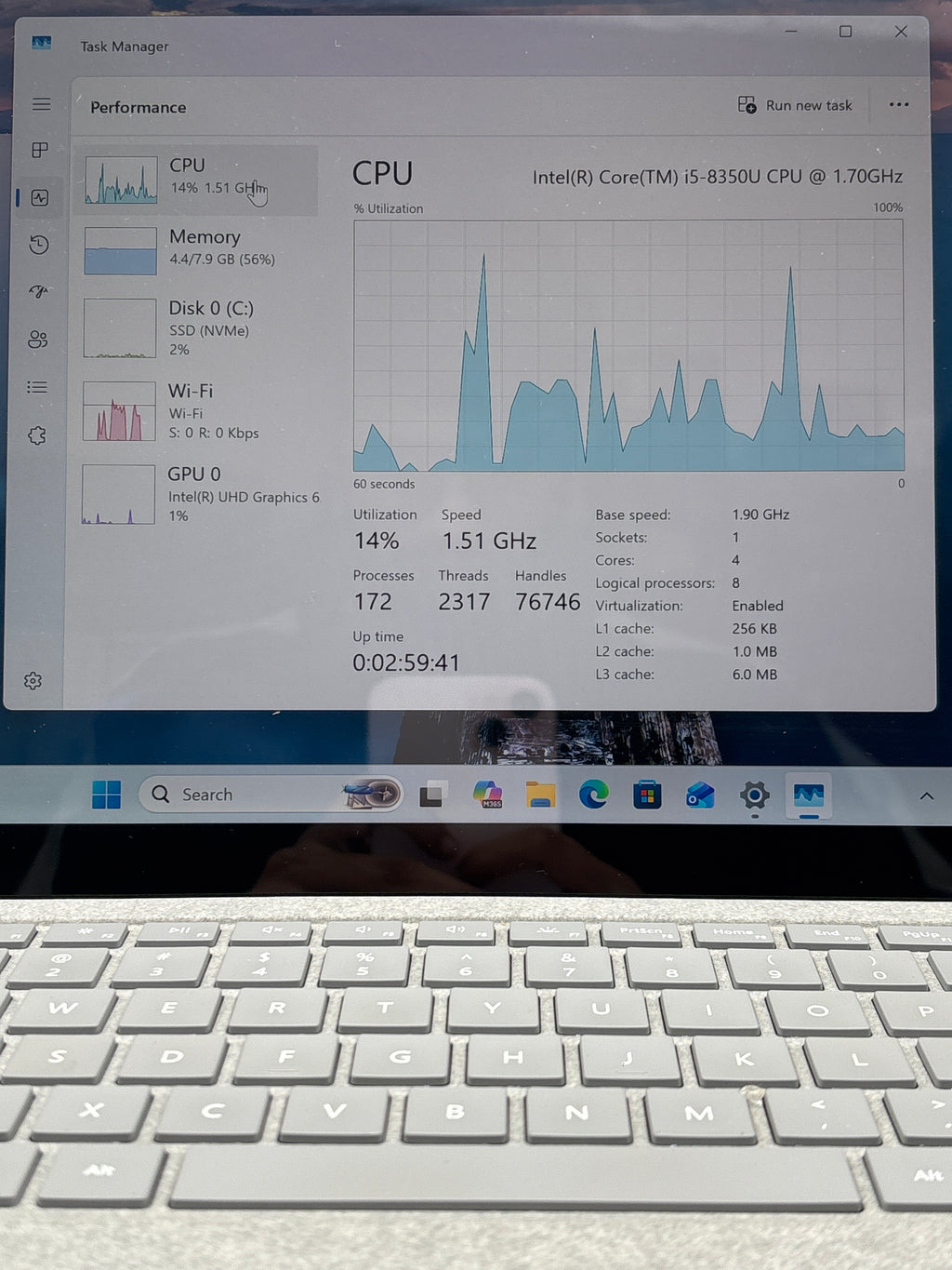 Microsoft Surface Laptop 1769 13" Intel Core i5-8350U 8GB RAM 256GB SSD Silver - Used