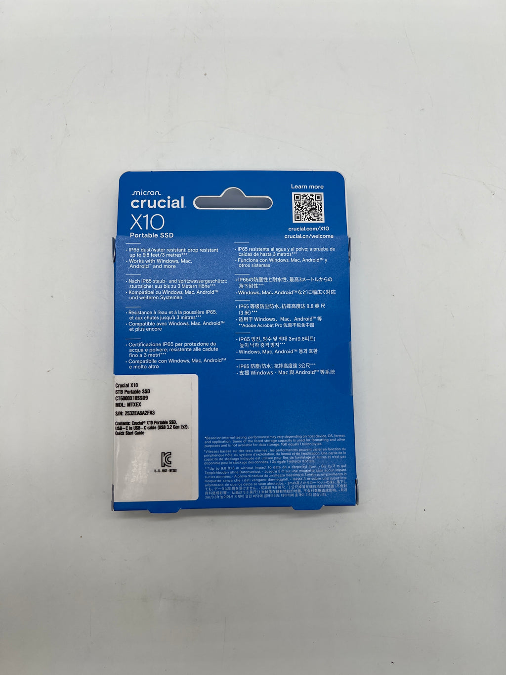 Micron Crucial X10 6TB Portable SSD USB-C 2100MB/s CT6000X10SSD9