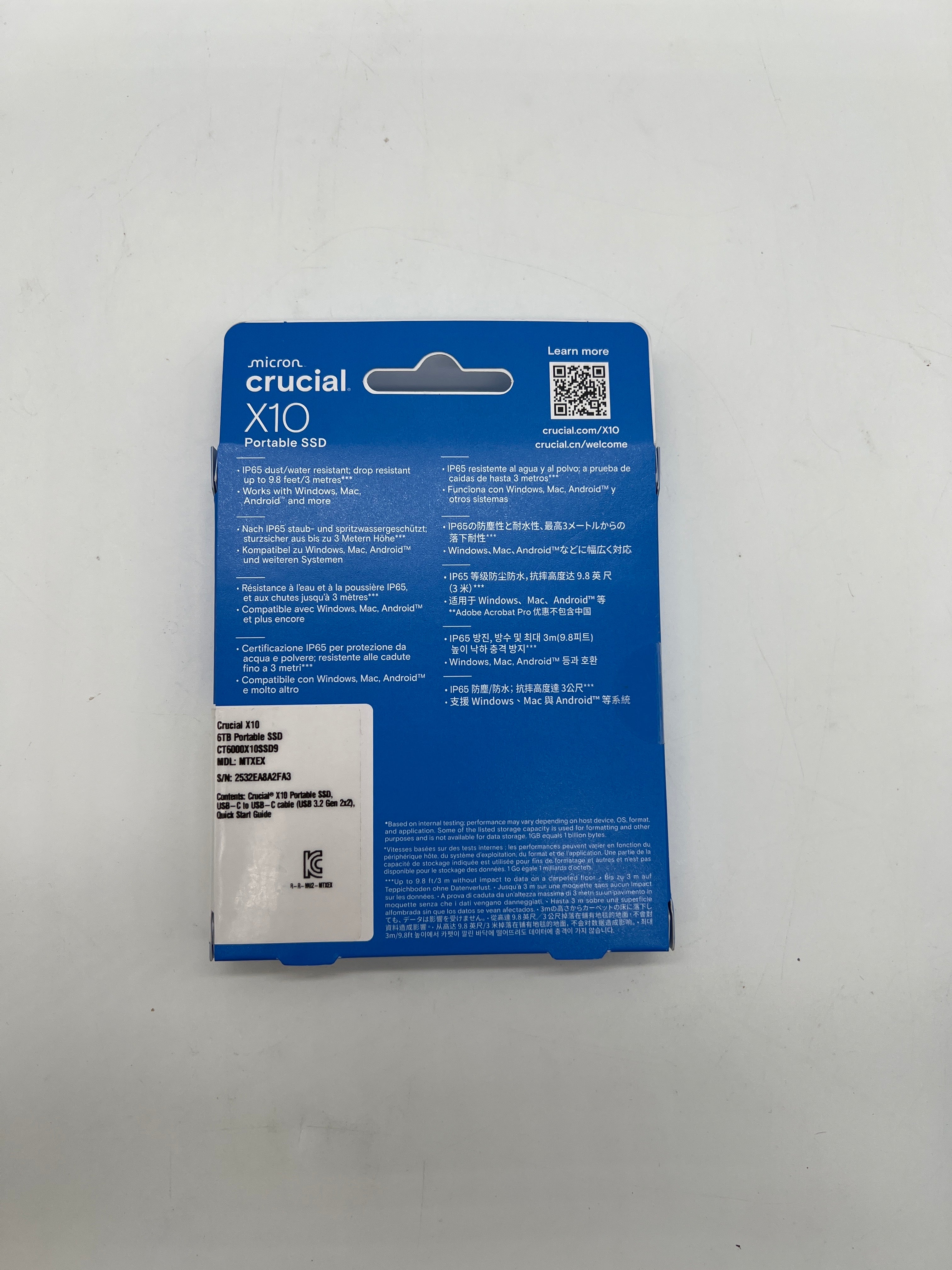 Micron Crucial X10 6TB Portable SSD USB-C 2100MB/s CT6000X10SSD9