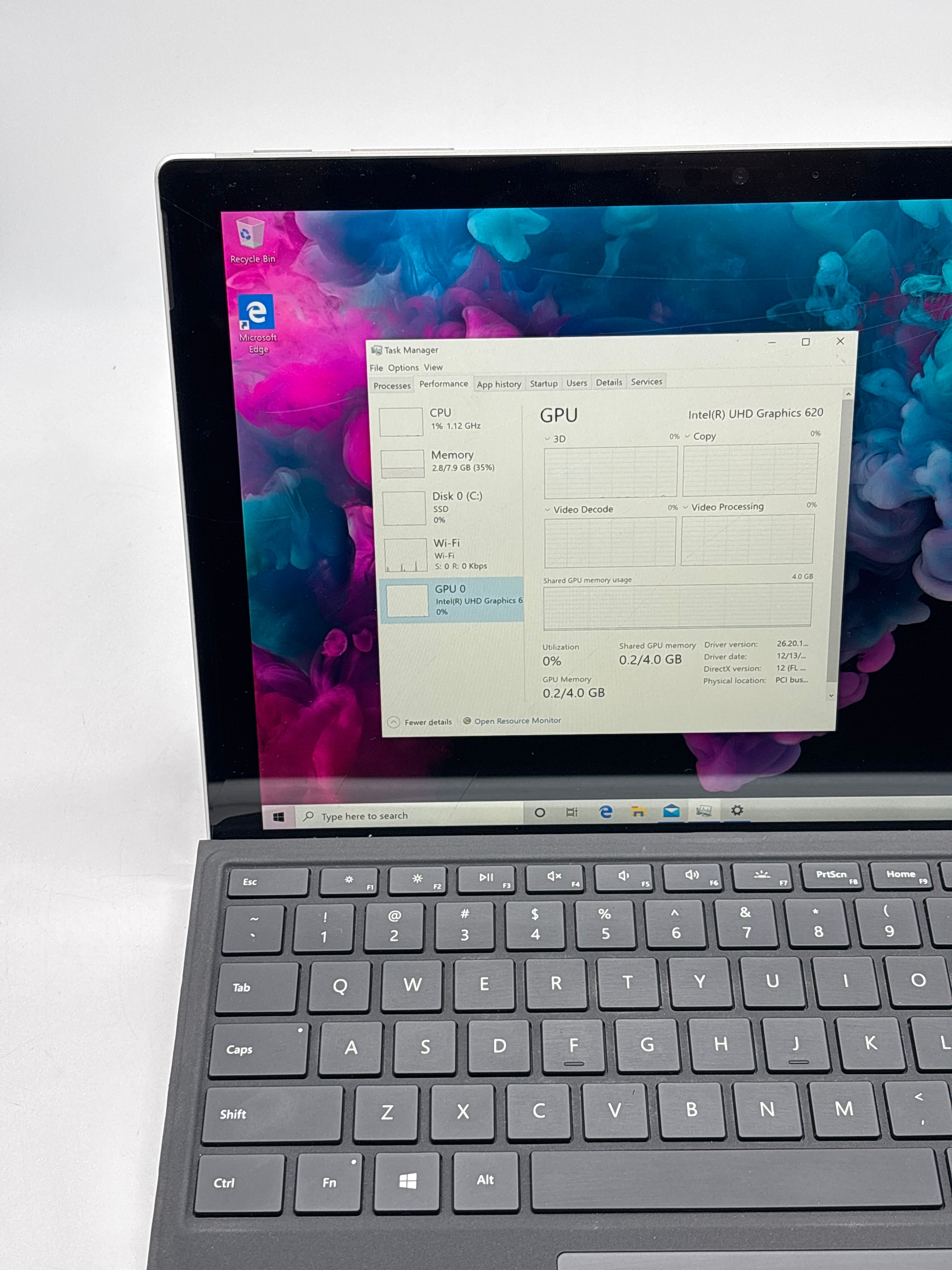 Microsoft Surface Pro 6 i5-8250U 8GB RAM 128GB SSD - For Parts (Cracked Screen)