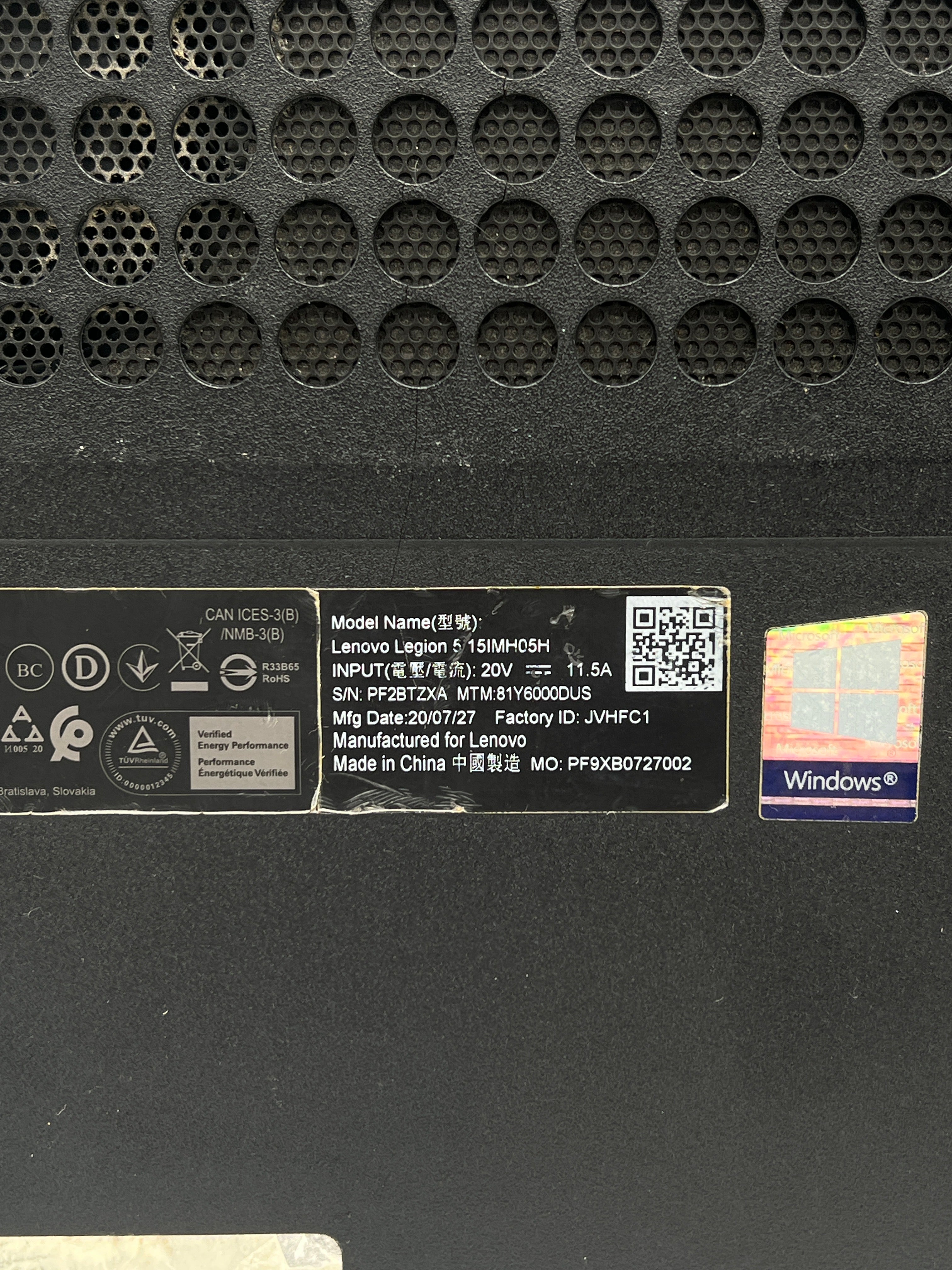 Lenovo Legion 5 15IMH05H i7-10750H 8GB RAM 512GB SSD GTX 1660Ti - For Parts (Read)