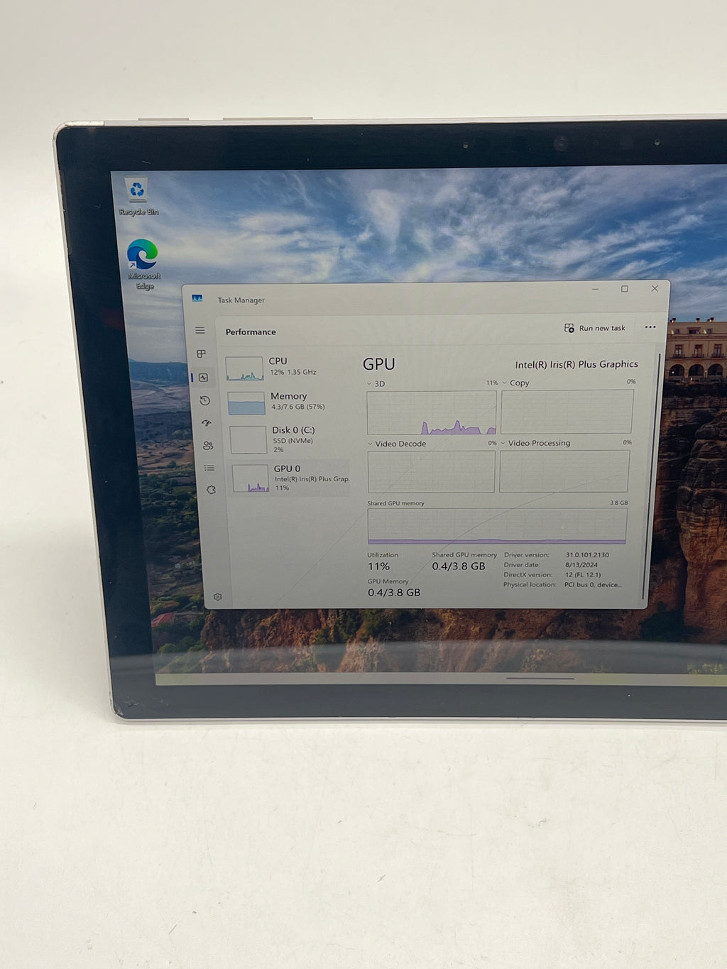 Microsoft Surface Pro 7 1866 i5-1035G4 8GB RAM 256GB SSD - For Parts (Read Desc)