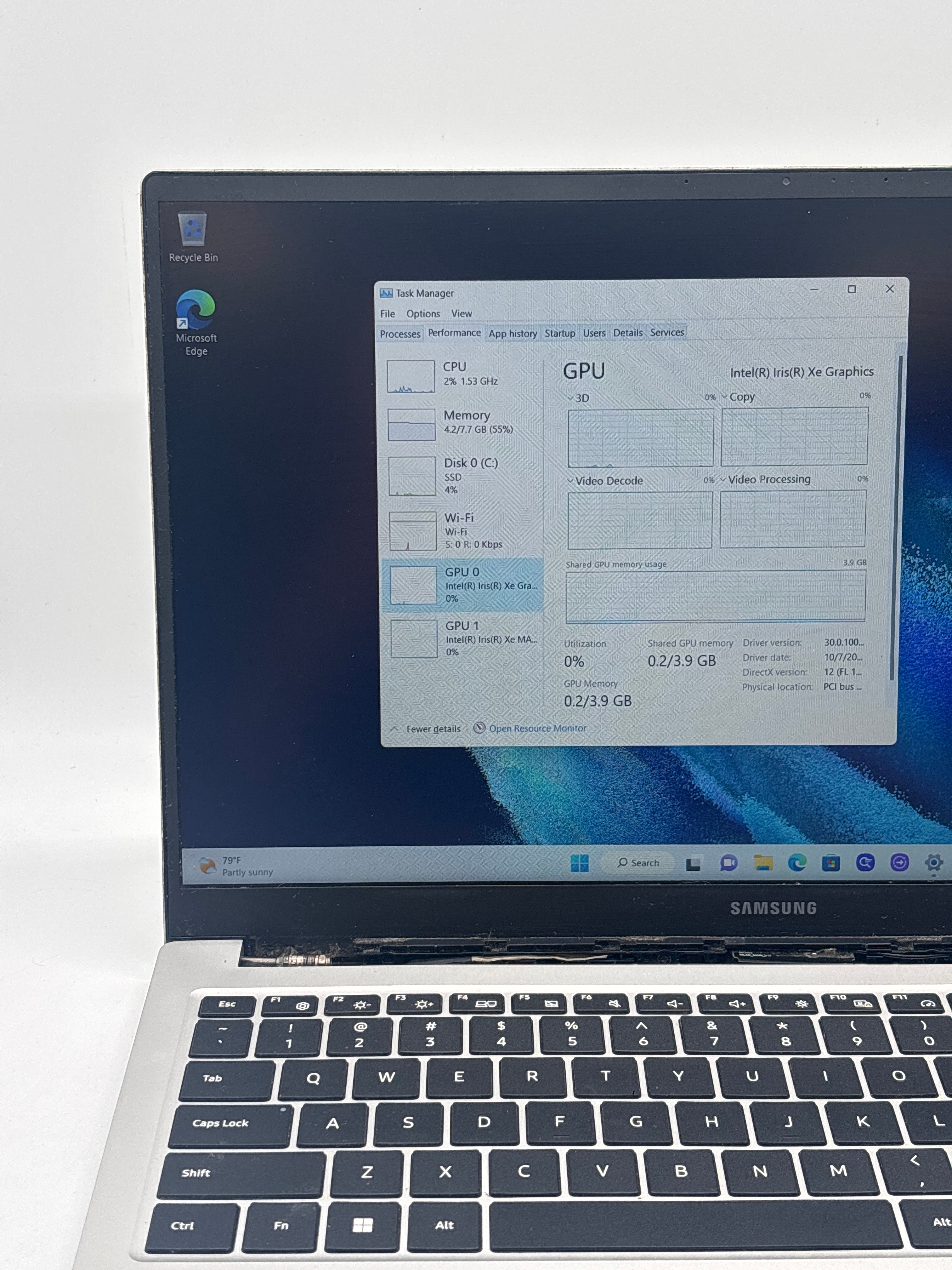 Samsung np750tda i5-1135g7 8GB RAM 256GB SSD - For parts (Read DESC)
