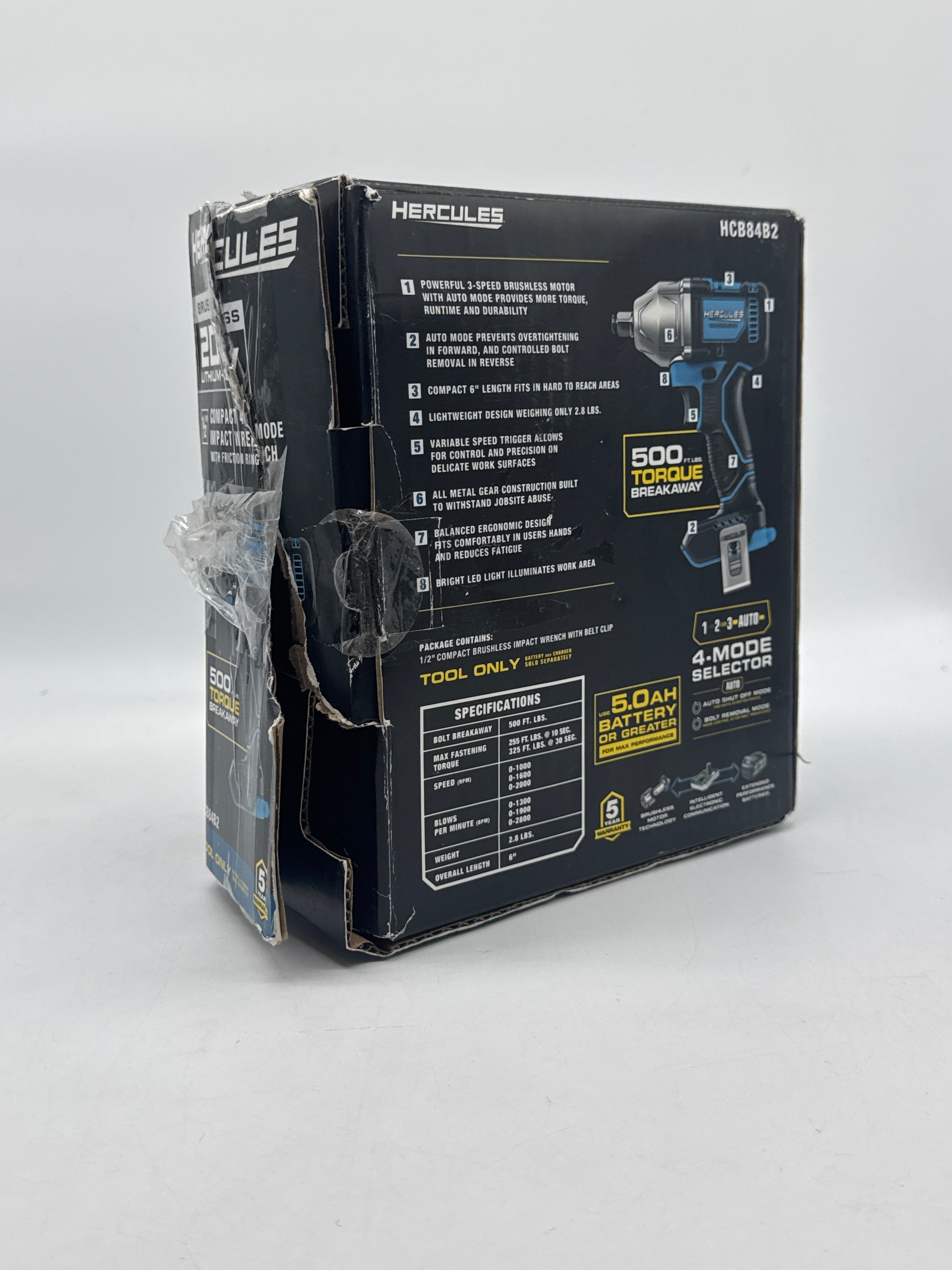 Hercules HCB84B2 20V Cordless Compact 4-Mode Impact Wrench - New read