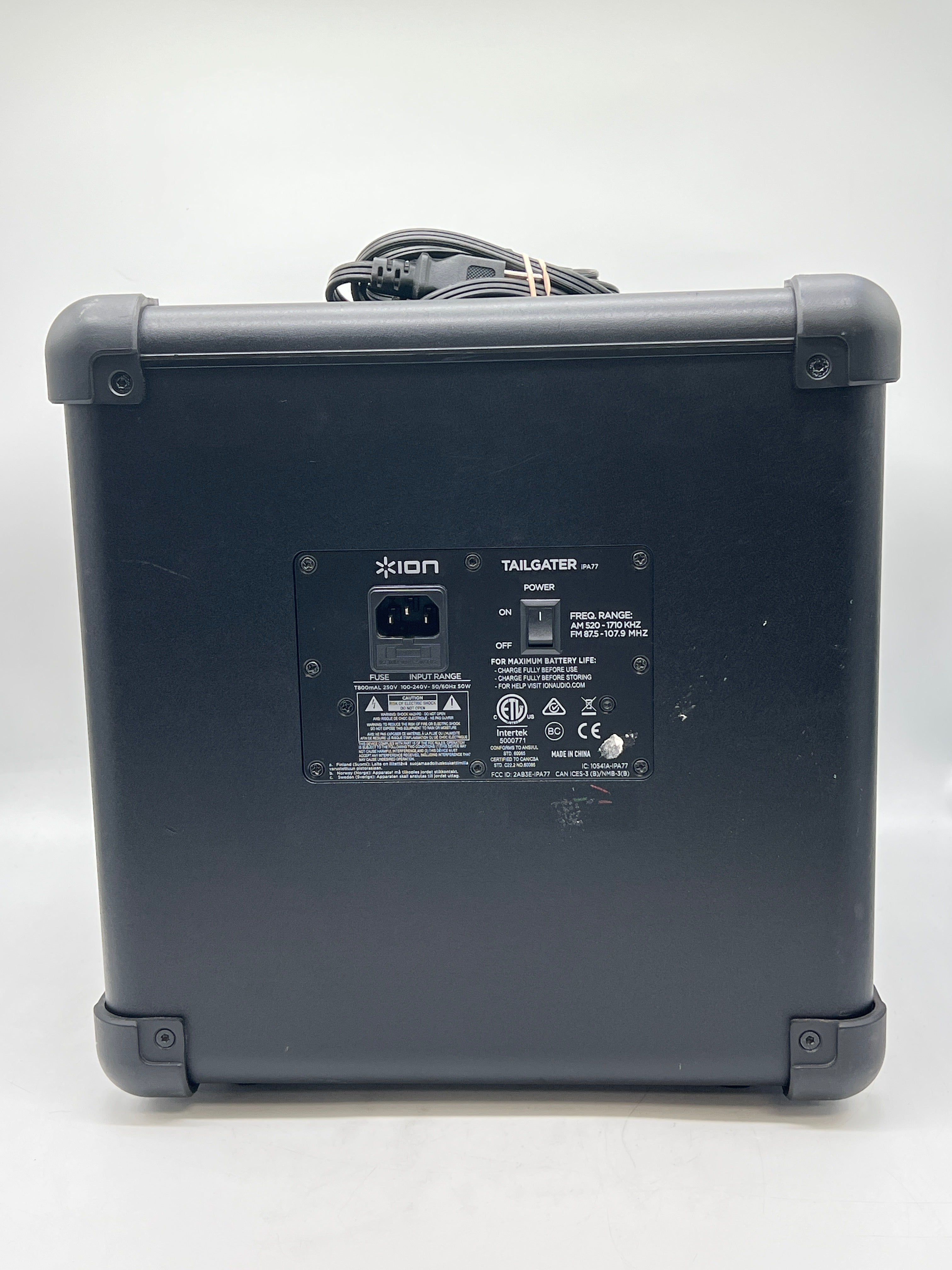 ION Tailgater IPA77 50W Portable Bluetooth Speaker - For Parts (Broken Antennae)