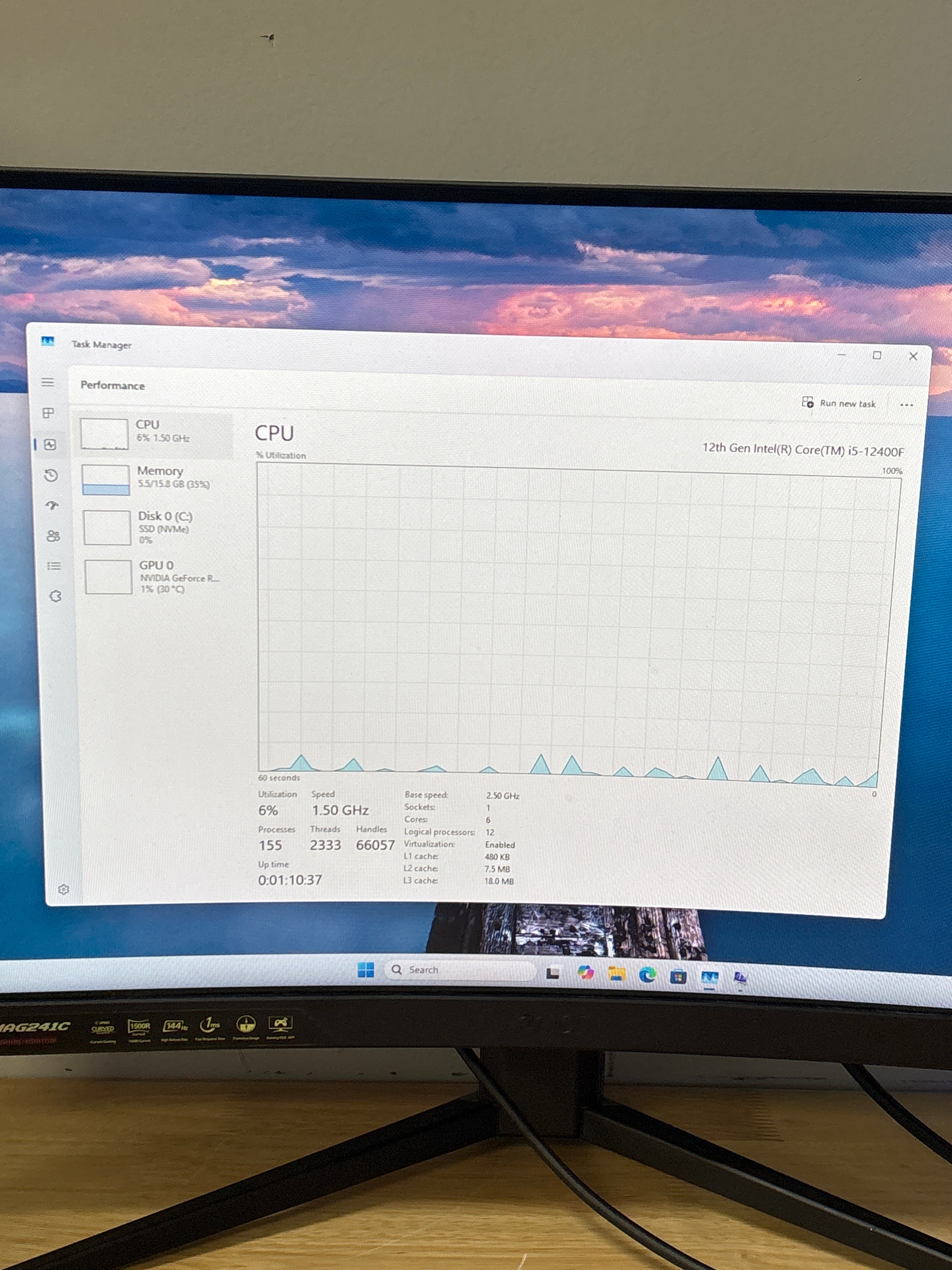 Custom PC Intel Core i5-12400F 16GB RAM 1TB SSD RTX 3050 - Used
