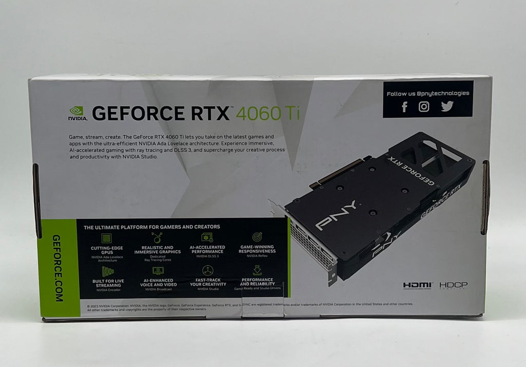 PNY GeForce RTX 4060 Ti VERTO Dual Fan 8GB GDDR6 Graphics Card - Used With Box