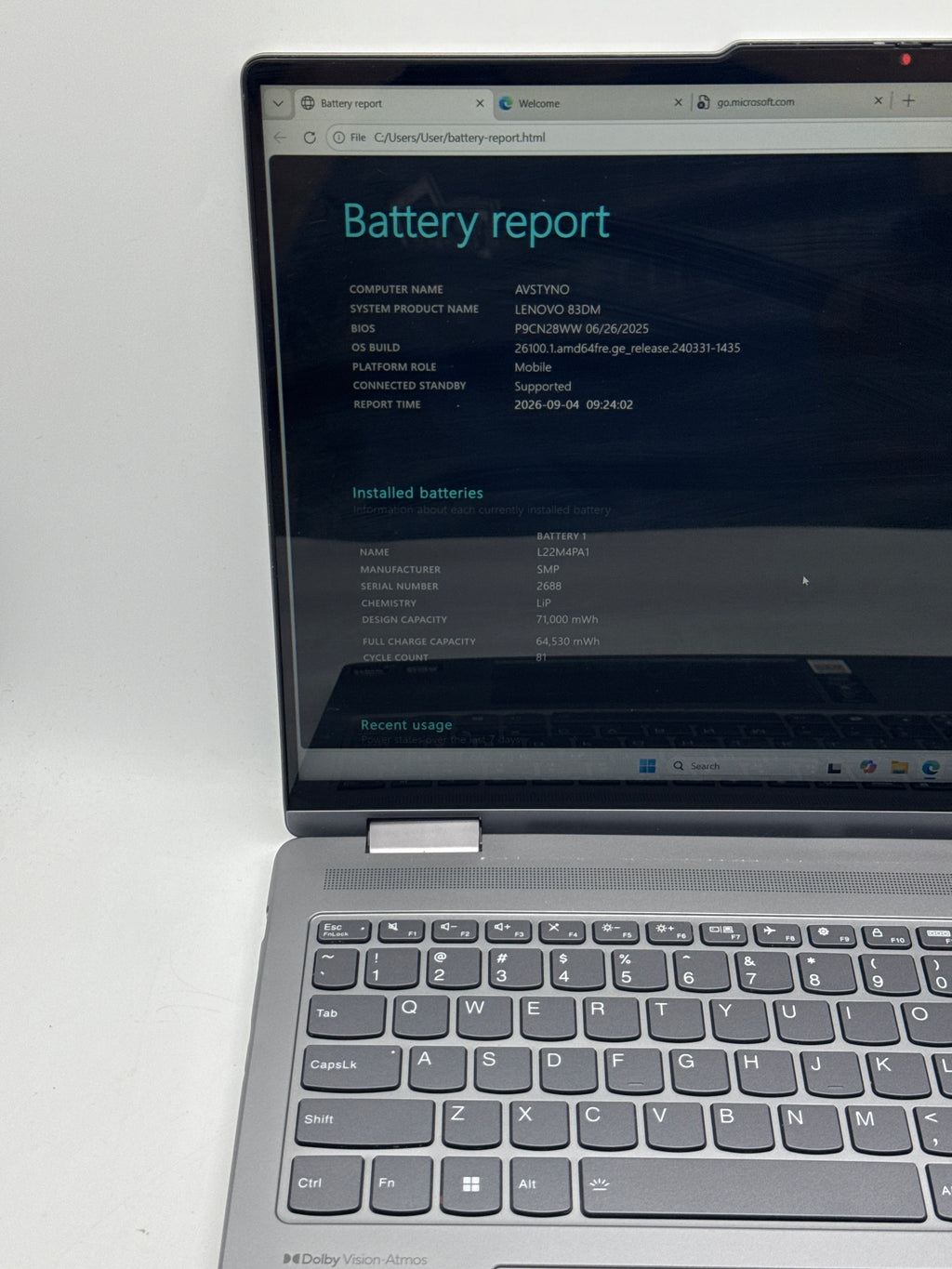 Lenovo Yoga 2-in-1 16AHP9 16" Ryzen 5 8640HS 8GB RAM 512GB SSD Gray - READ