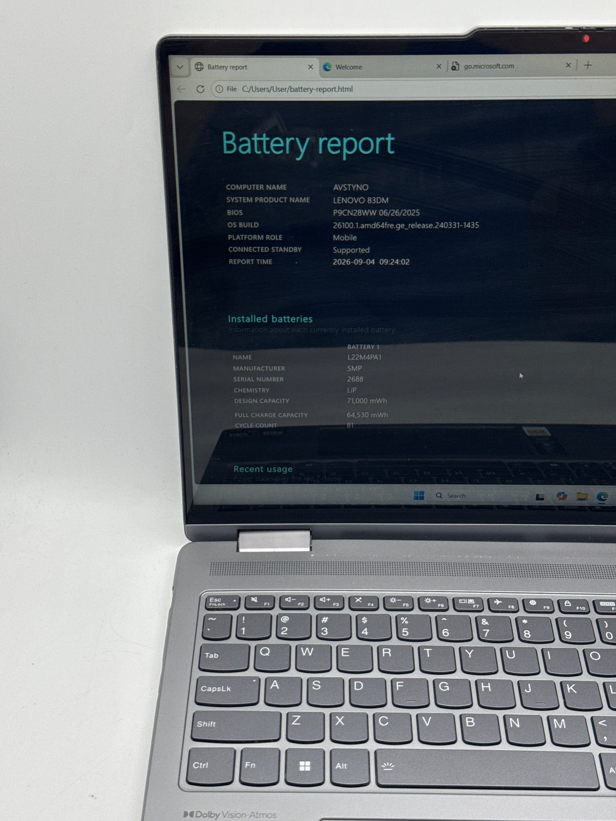 Lenovo Yoga 2-in-1 16AHP9 16" Ryzen 5 8640HS 8GB RAM 512GB SSD Gray - READ