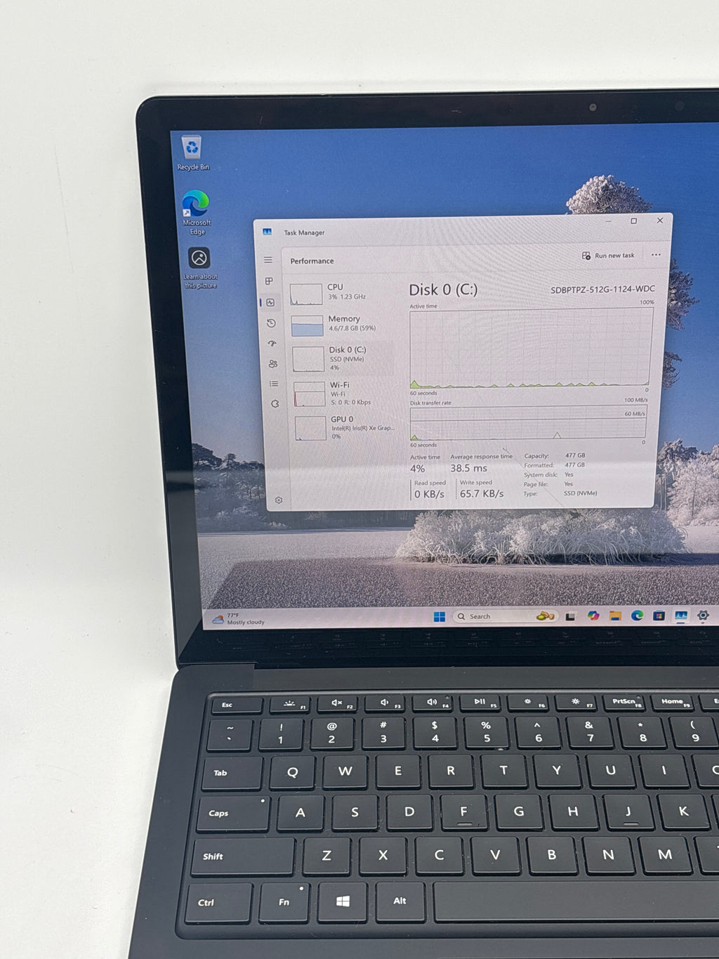 Microsoft Surface Laptop 4 i5-1135G7 8GB RAM 512GB SSD - For Parts (Cracked Screen)