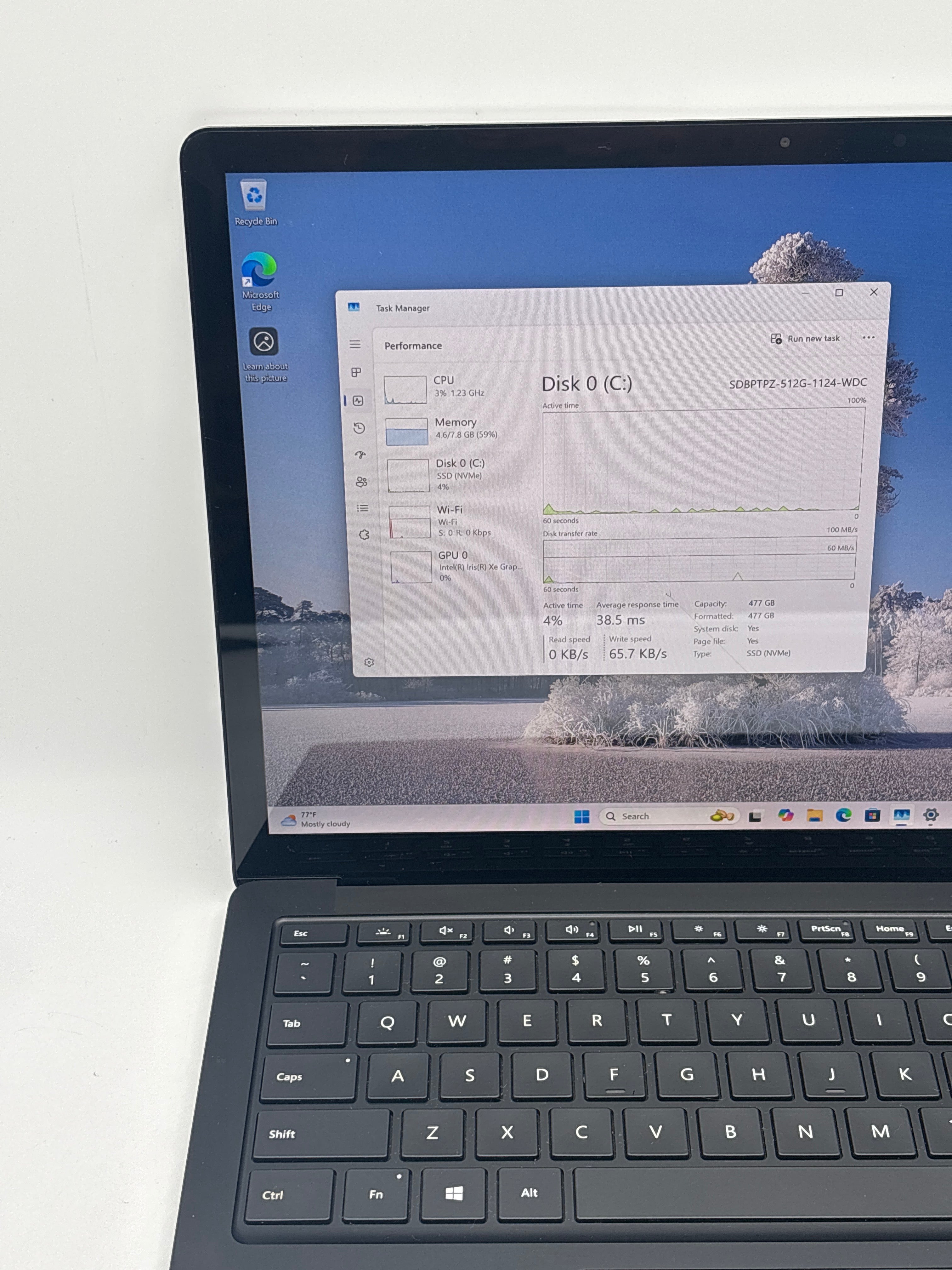 Microsoft Surface Laptop 4 i5-1135G7 8GB RAM 512GB SSD - For Parts (Cracked Screen)