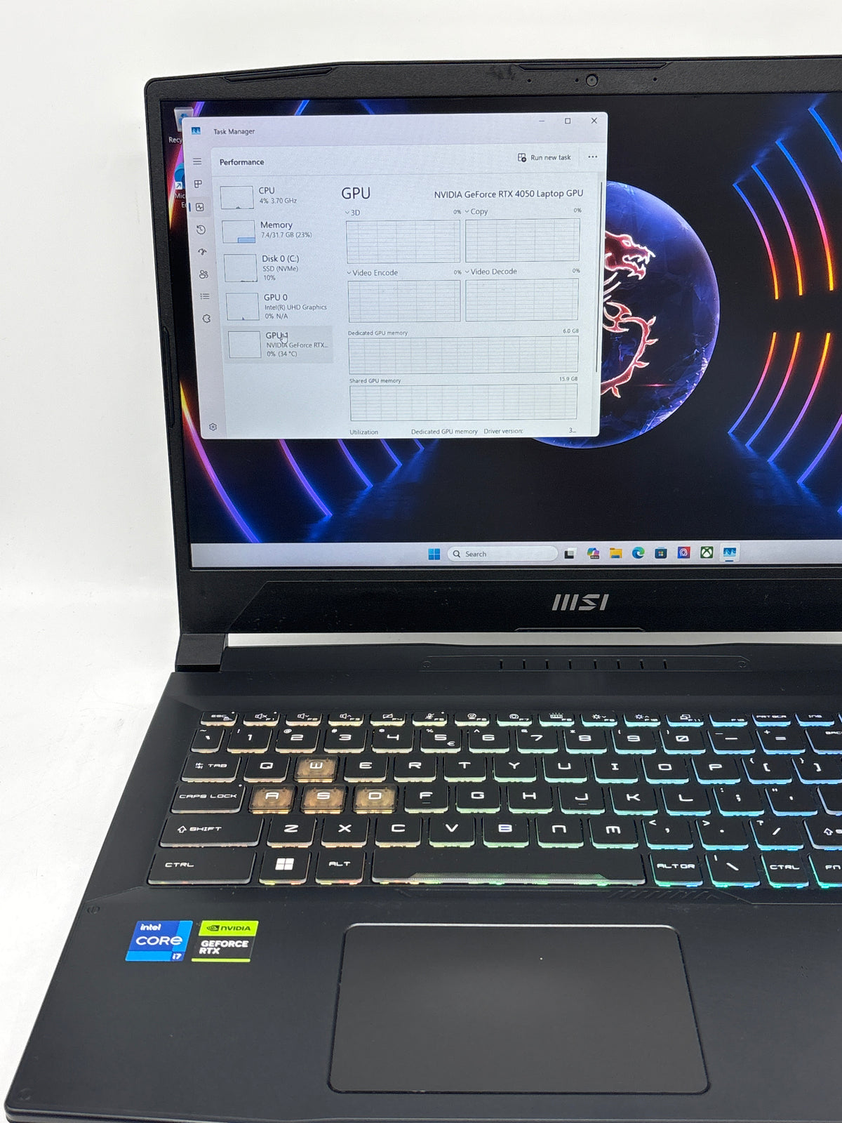 MSI Katana 15 B12VeK 15" Core i7-12650H 32GB RAM 1TB SSD RTX 4050 - Used
