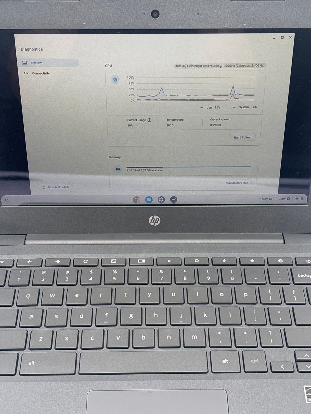 HP Chromebook 7265NGW CPU N3350 4GB RAM 16GB eMMC