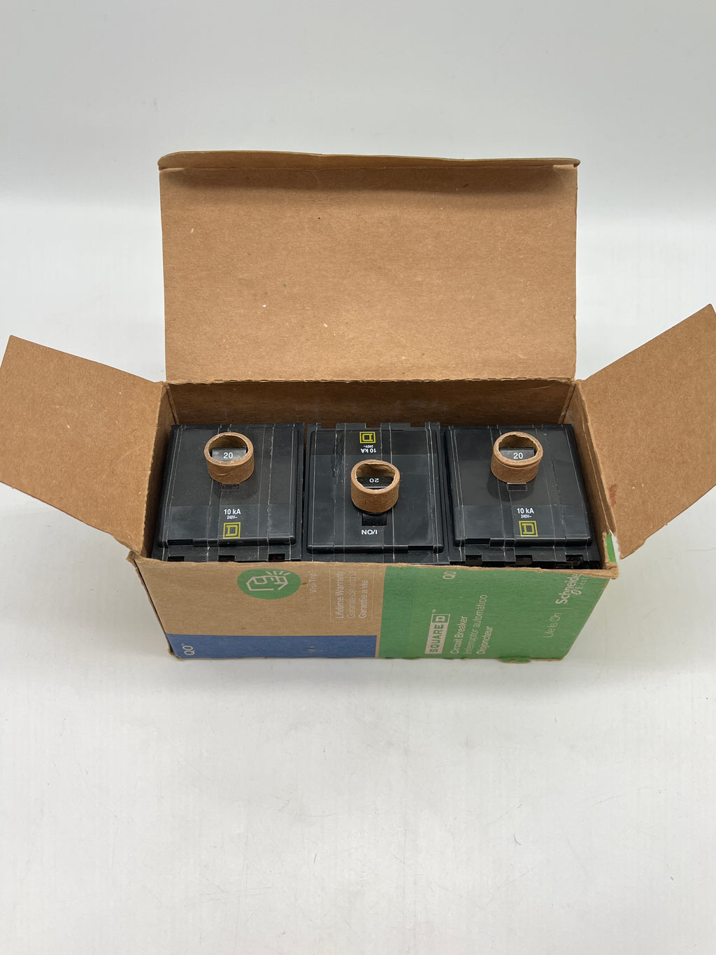 Square D QOB320 Bolt On Circuit Breaker 20 Amps 3 Poles - New Open Box