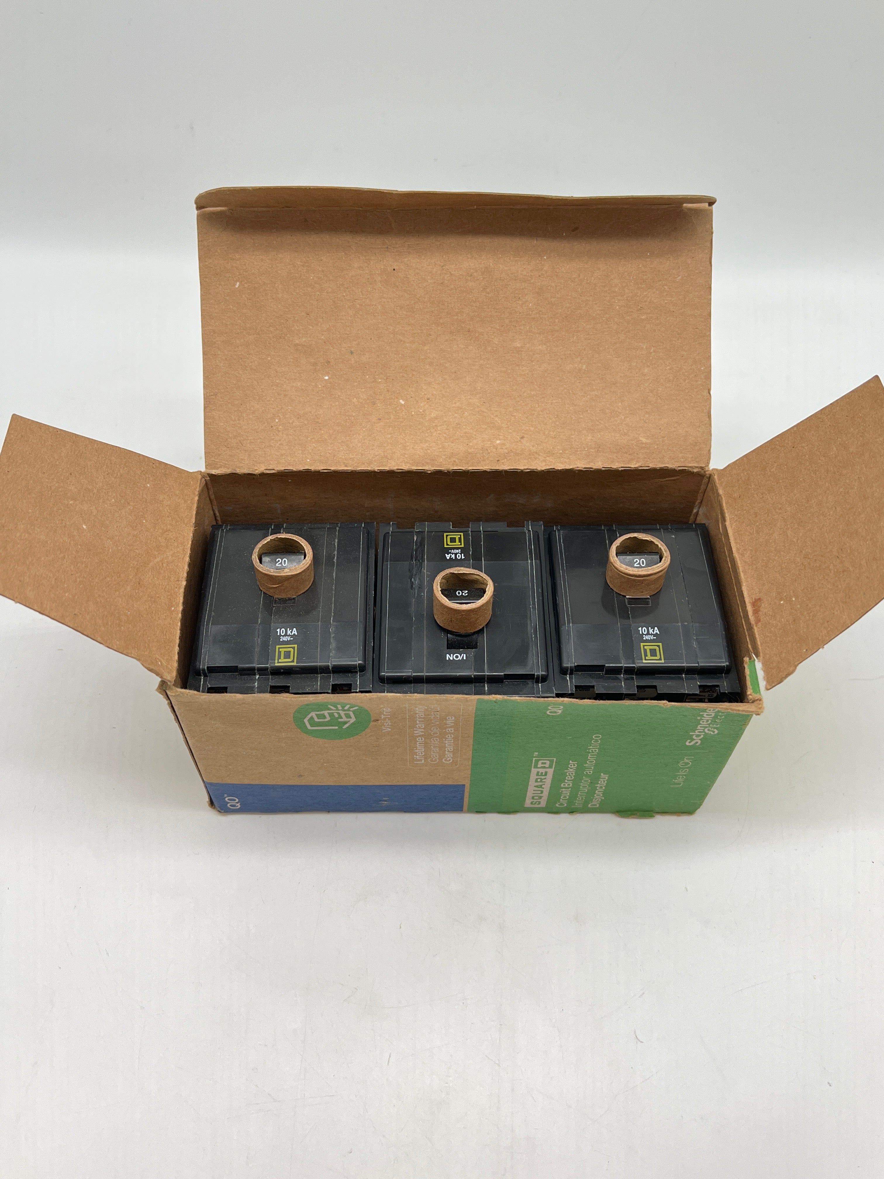 Square D QOB320 Bolt On Circuit Breaker 20 Amps 3 Poles - New Open Box
