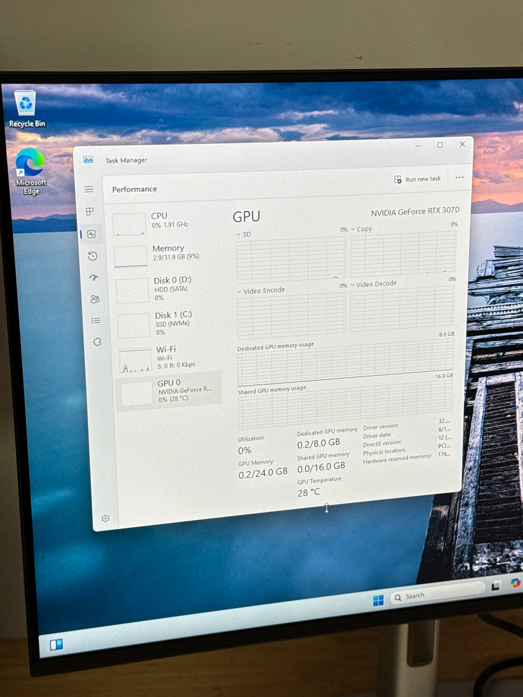 Custom Desktop Intel Core i9-10900K 32GB RAM 1TB SSD 1TB HDD RTX 3070 - Used