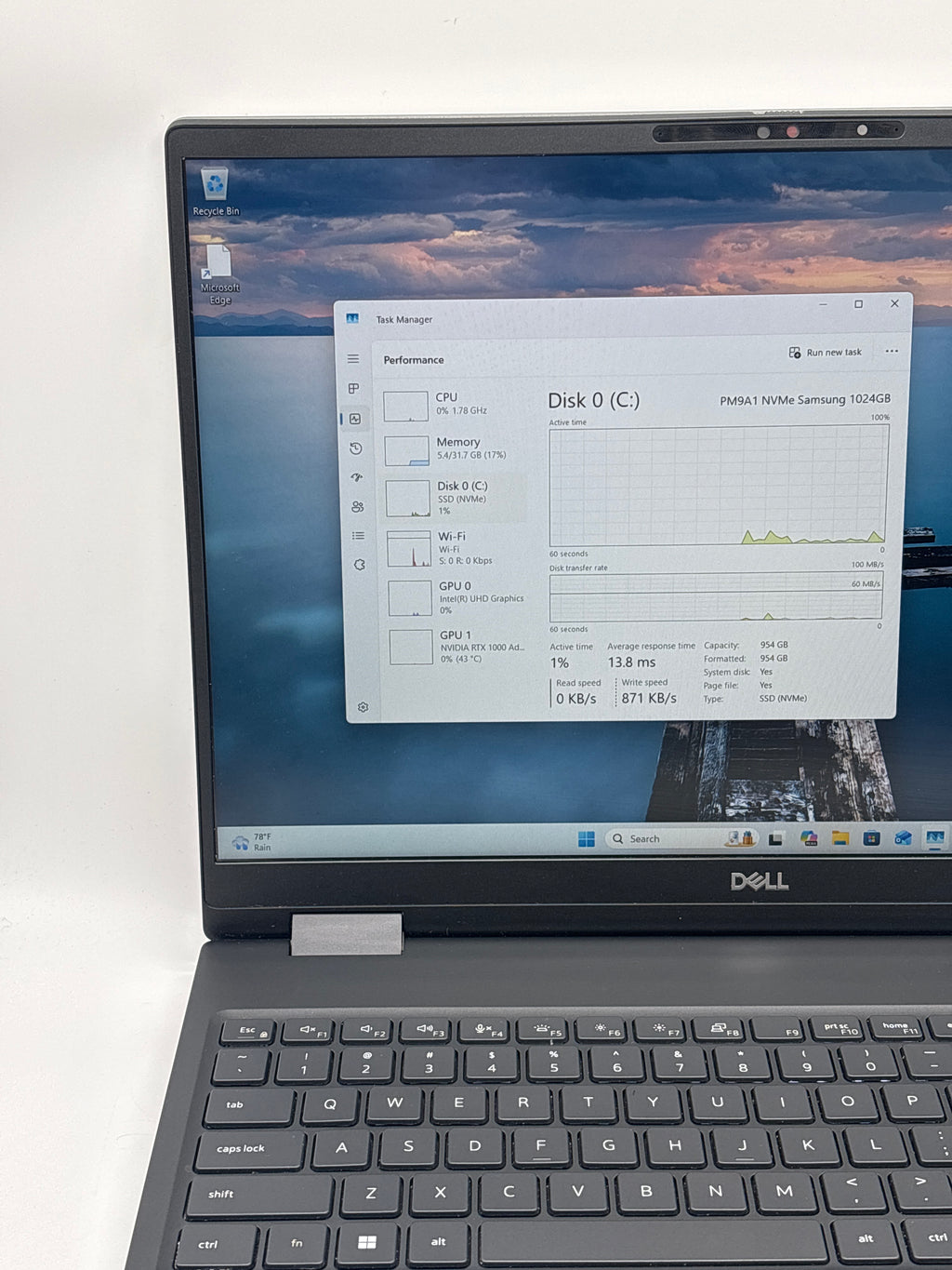 Dell Precision 7680 i7-13850HX 32GB RAM 1TB SSD RTX 1000 Ada Used