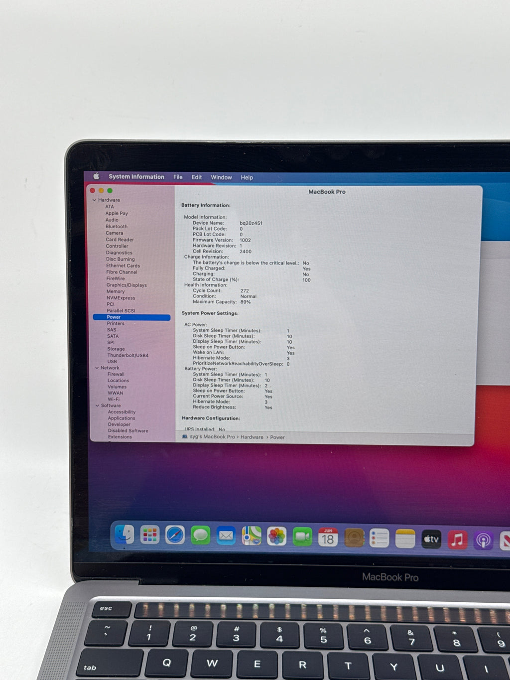 Apple MacBook Pro 13" M1 A2338 8GB RAM 256GB SSD - Used