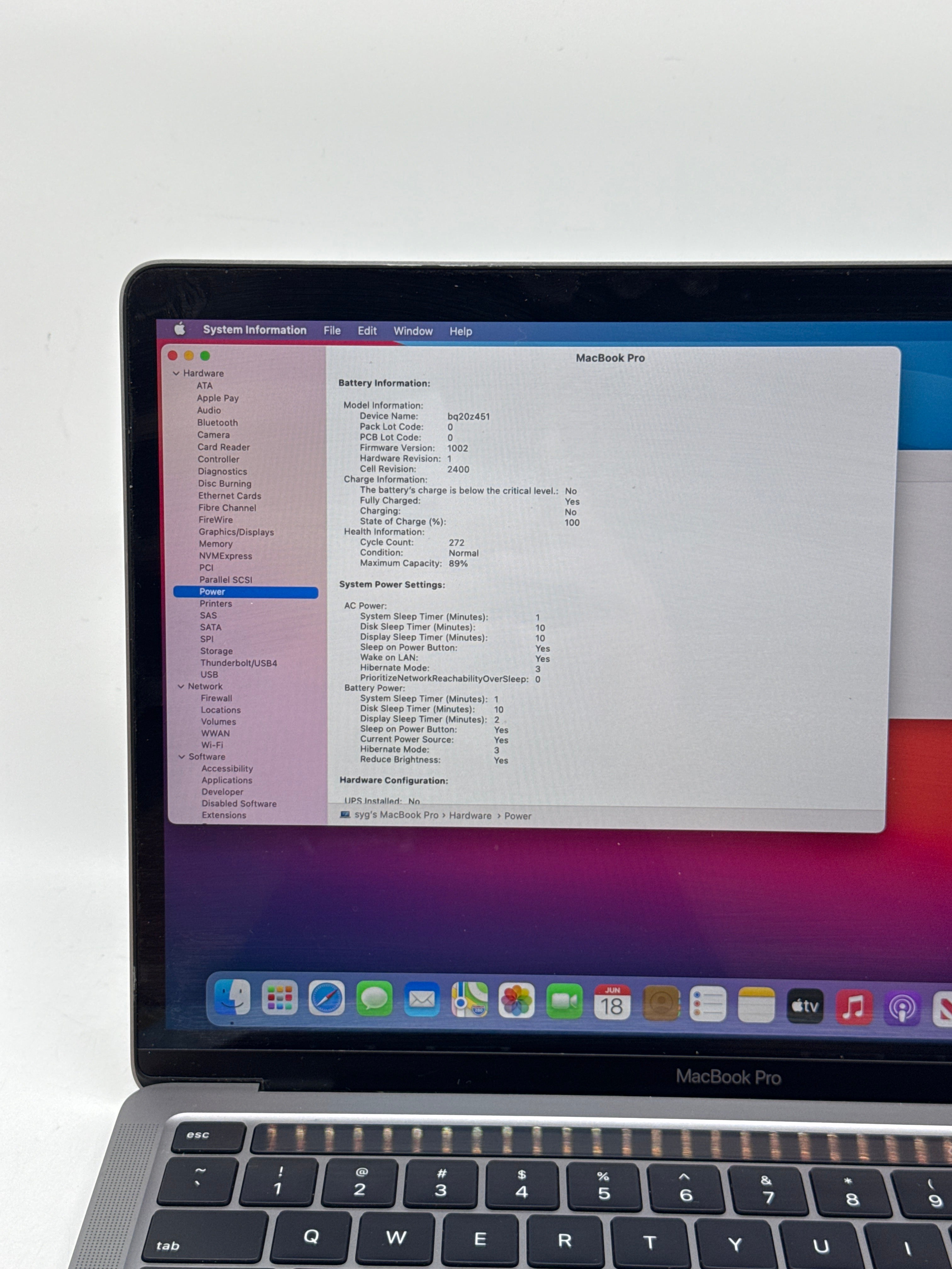 Apple MacBook Pro 13" M1 A2338 8GB RAM 256GB SSD - Used