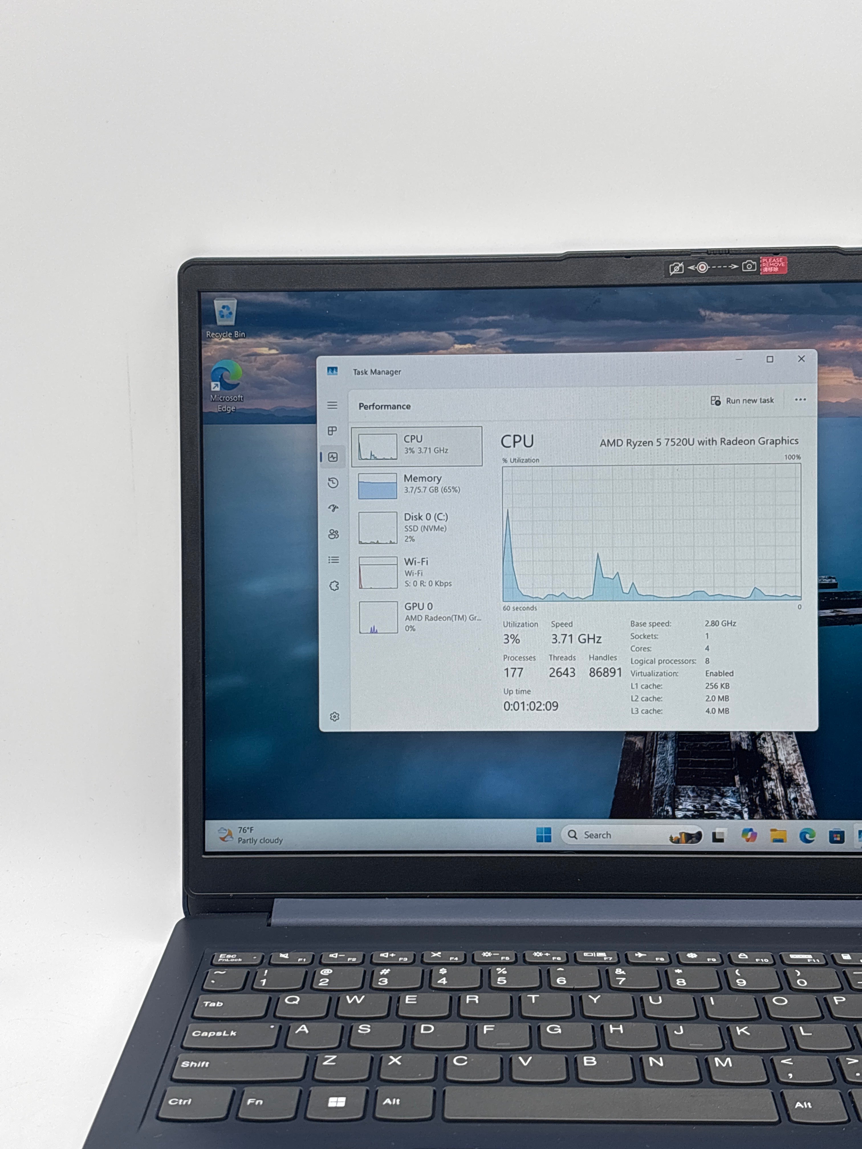 Lenovo Ideapad 1 15AMN7 Ryzen 5 7520U 8GB RAM 256GB SSD