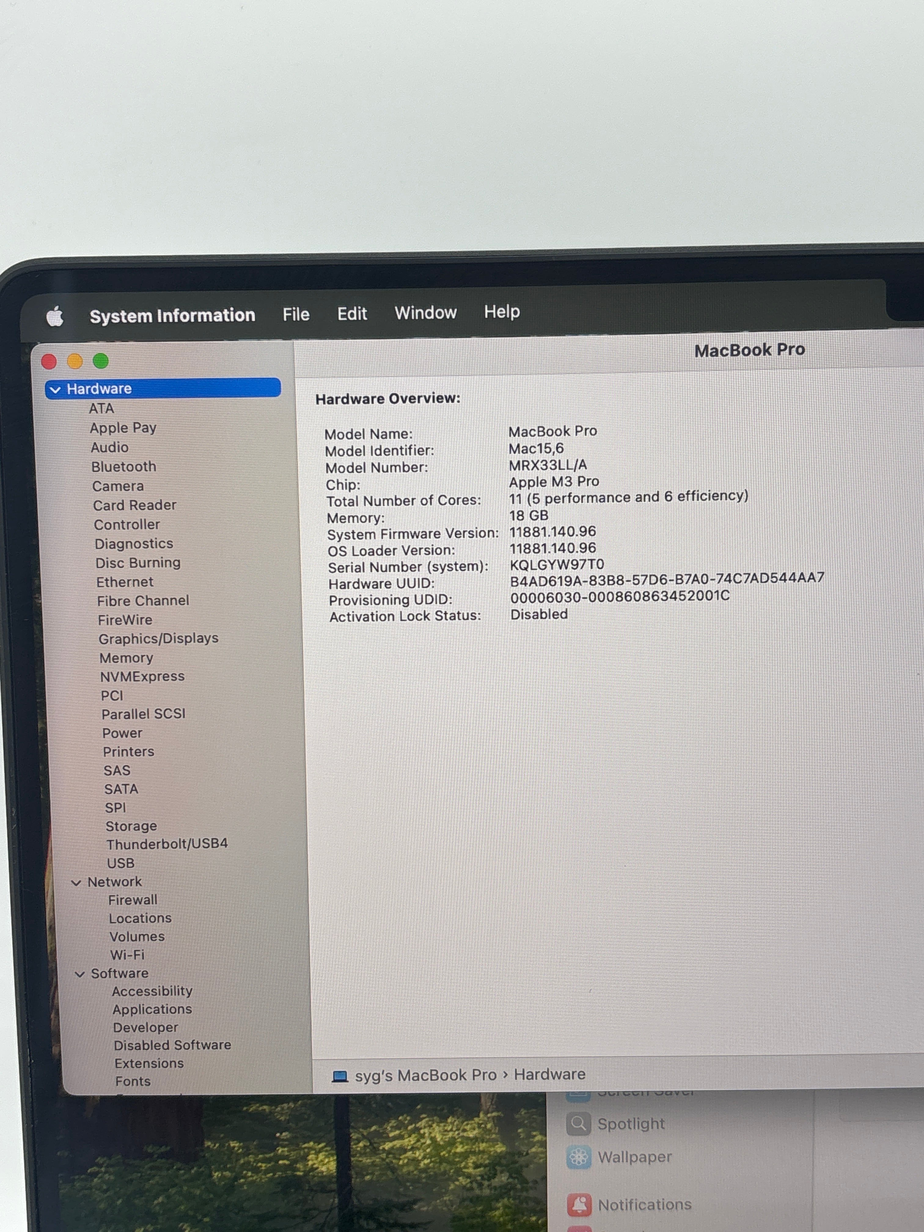 Apple MacBook Pro A2992 M3 Pro 18GB RAM 512GB (Cycle Count 24)