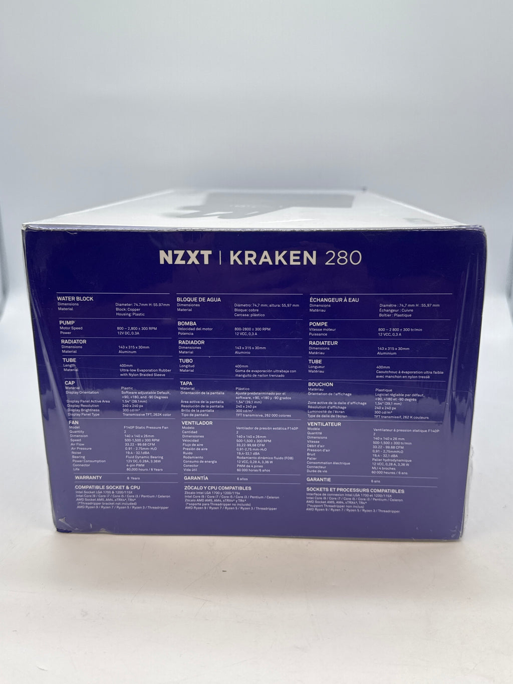 NZXT Kraken 280 Black Liquid CPU Cooler 140mm 1500 RPM - New in Box