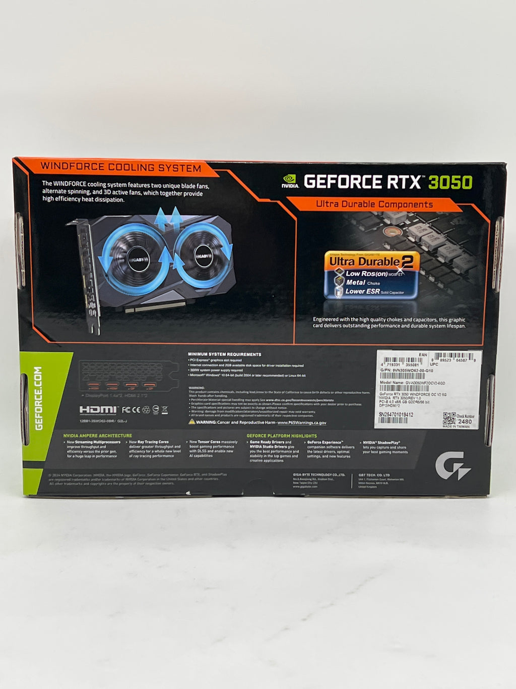 Gigabyte RTX 3050 Graphics Card WindForce OC V2 6GB GDDR6 - New Open Box