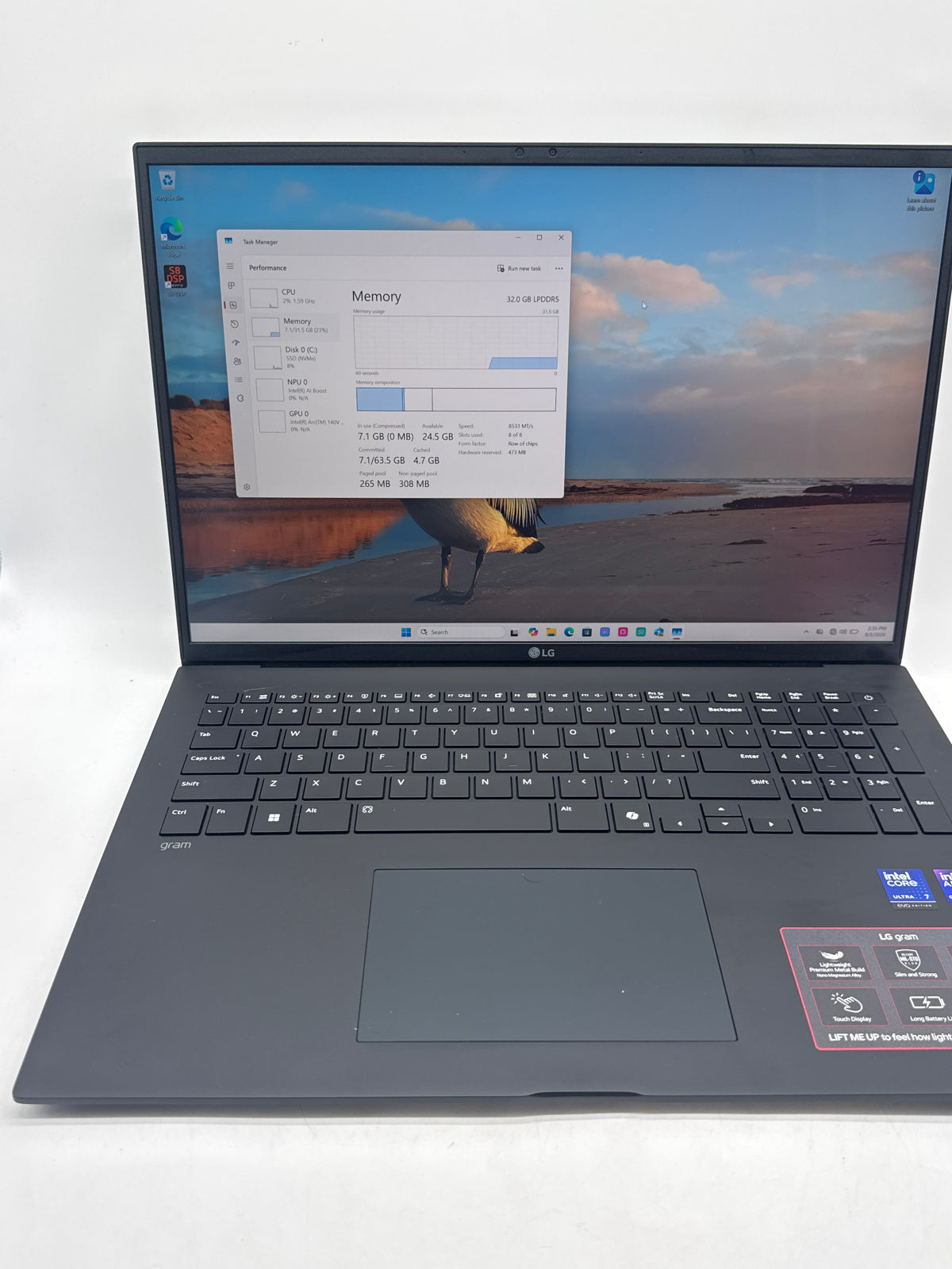 LG Gram 17Z90TL 17" Core Ultra 7 258V 32GB RAM 1TB SSD - Used