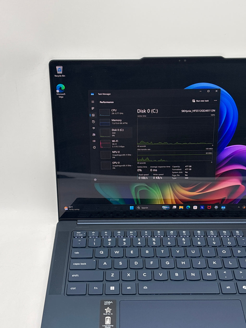 Lenovo Yoga Slim 7 14Q8X9 Snapdragon X Elite X1E78100 16GB RAM 512GB SSD