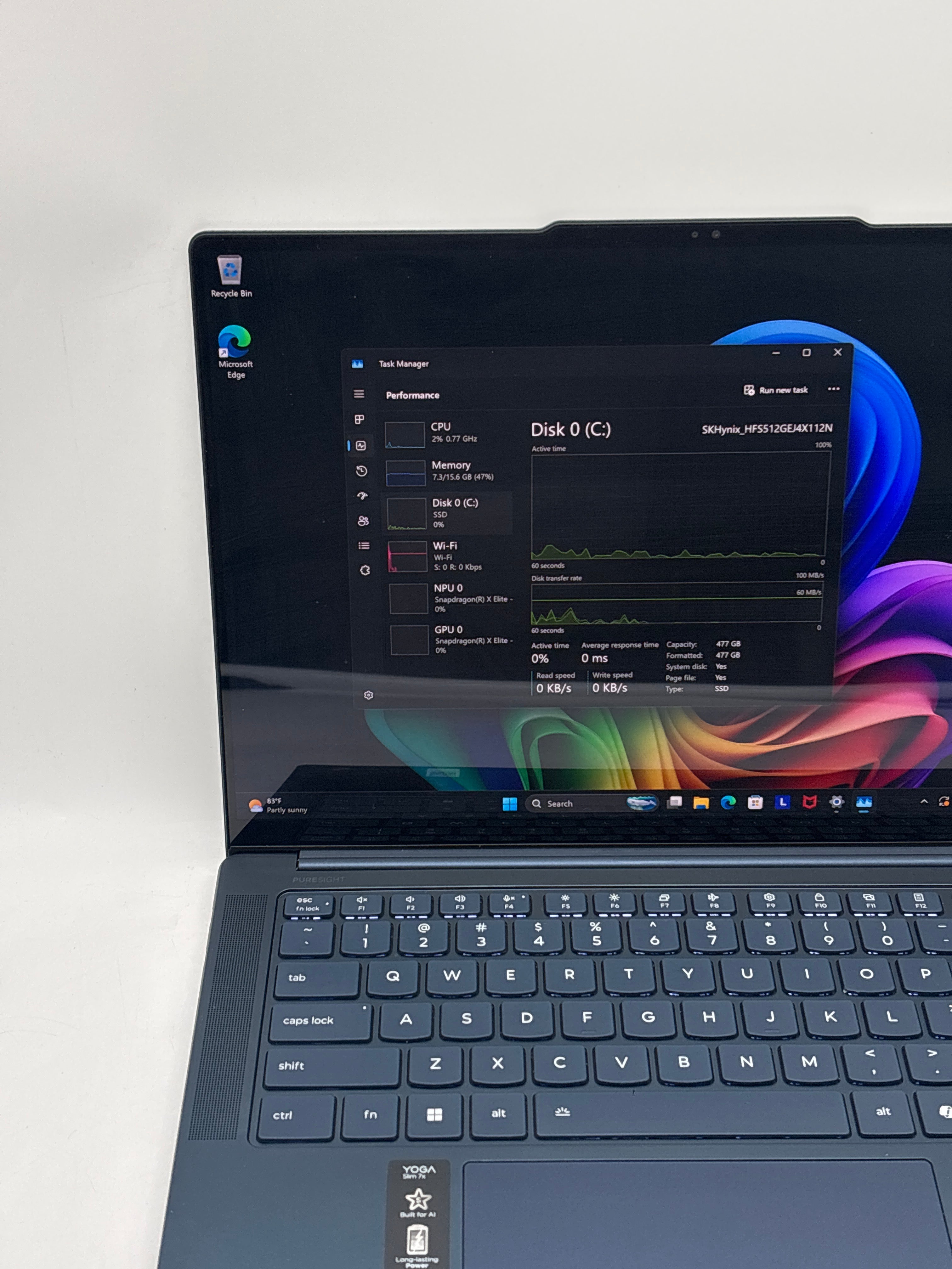 Lenovo Yoga Slim 7 14Q8X9 Snapdragon X Elite X1E78100 16GB RAM 512GB SSD