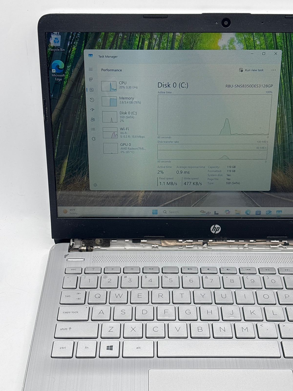 HP 14-dk1022wm 14" AMD Ryzen 3 3250U 4GB RAM 128GB SSD Silver - READ