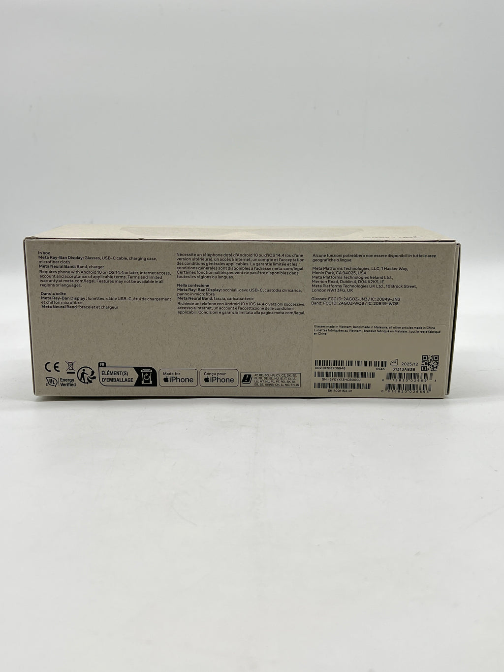 Meta Ray-Ban Display AI Glasses Neural Band Size 3  - New In Box