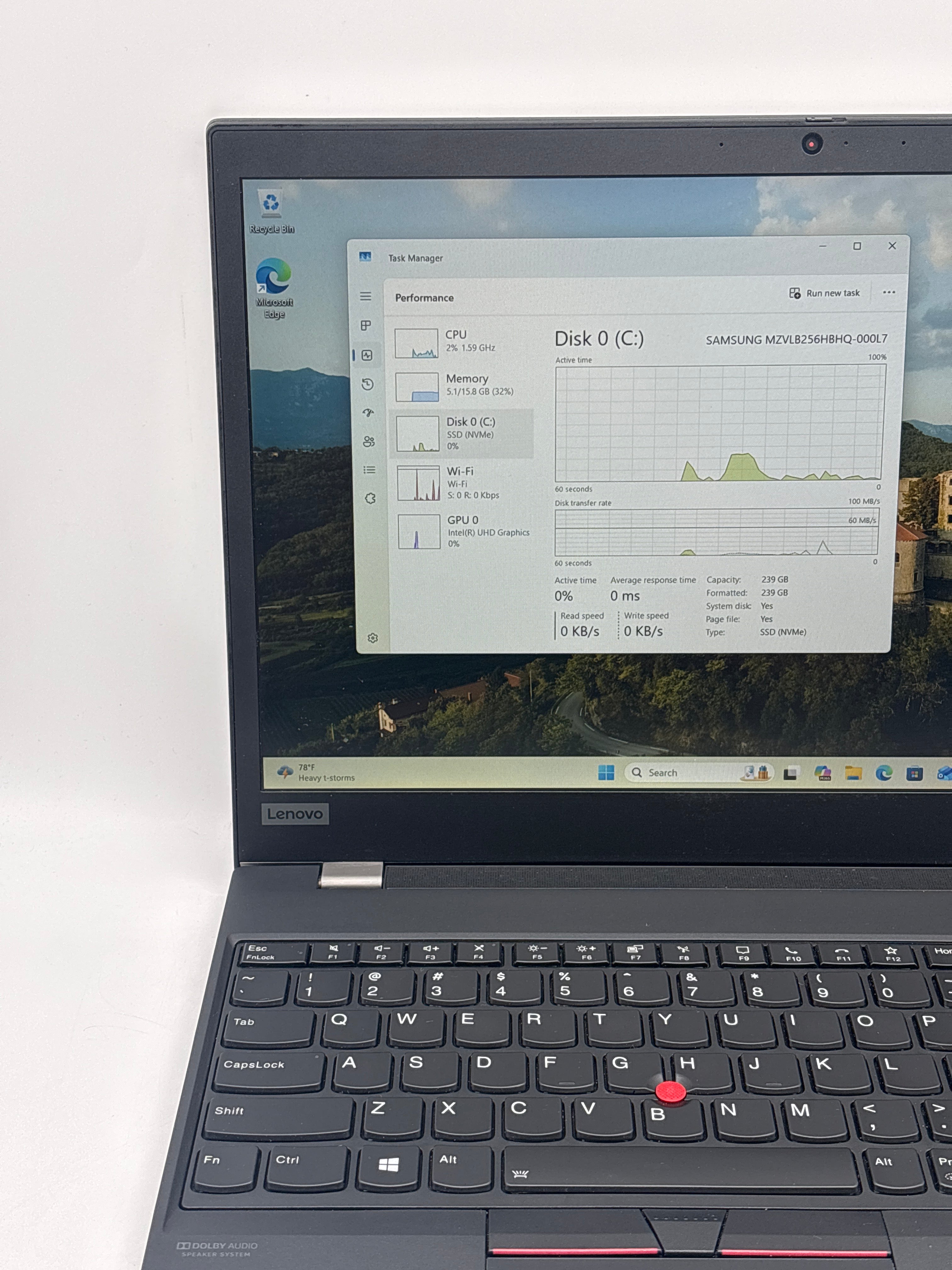 Lenovo ThinkPad T15 Gen 1 i5-10210U 16GB RAM 256GB SSD Used