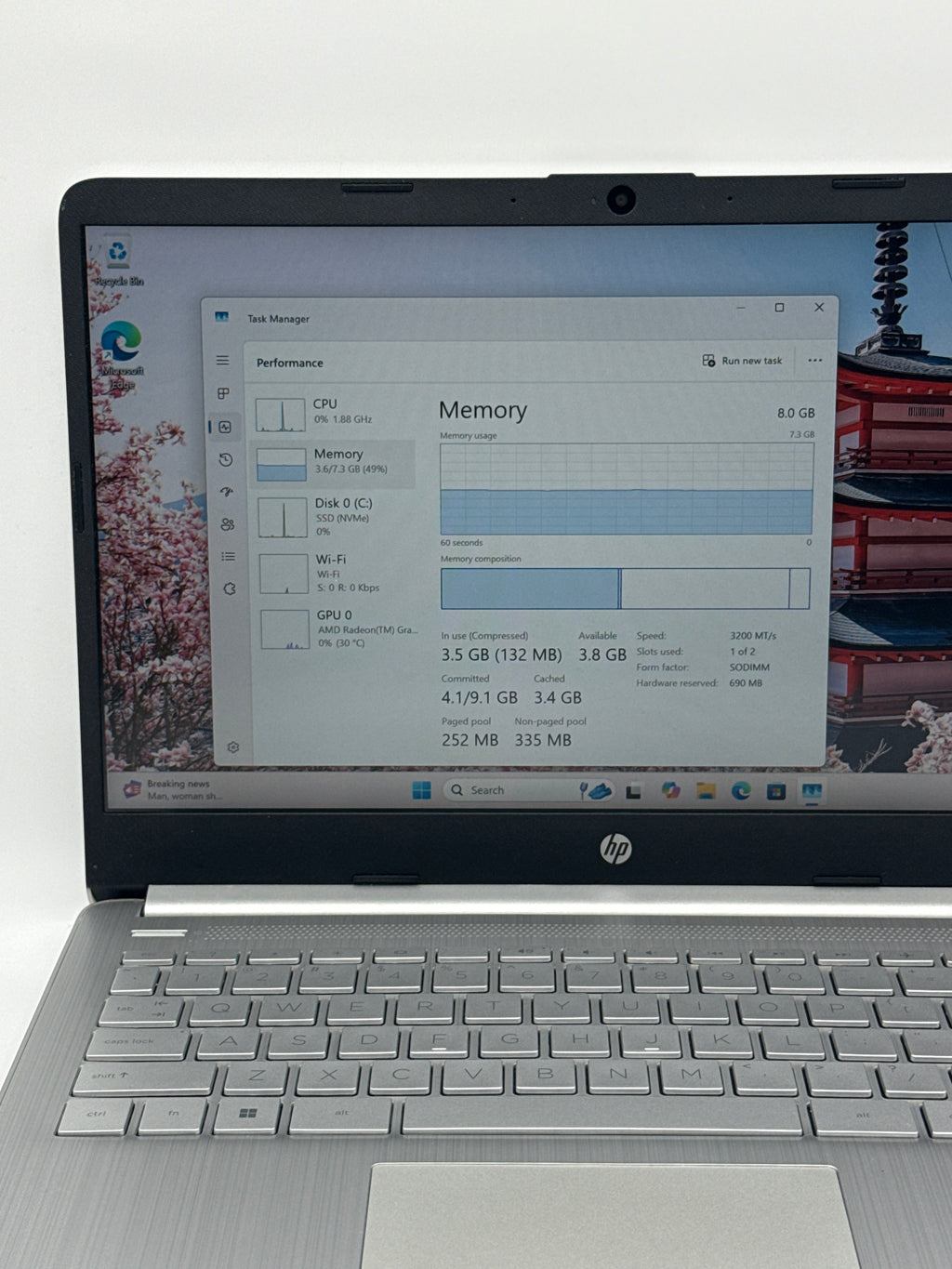 HP 14-FQ1025NR Ryzen 5 5500U 8GB RAM 256GB SSD