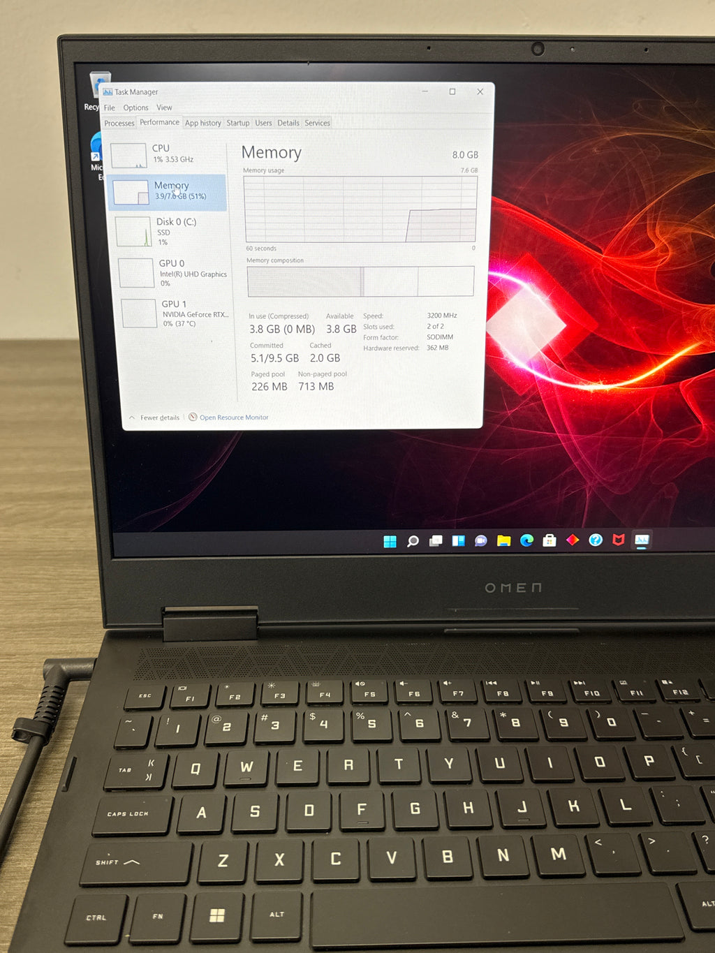 HP Omen 15-ek1xxx Core i7 11800H 8GB RAM 512GB SSD RTX 3060 - Bad Battery