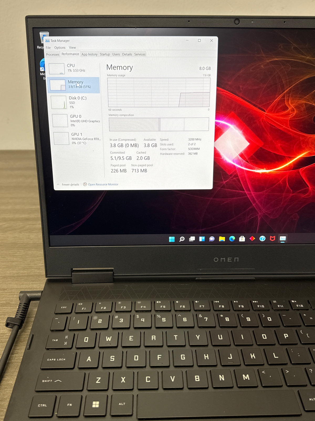 HP Omen 15-ek1xxx Core i7 11800H 8GB RAM 512GB SSD RTX 3060 - Bad Battery