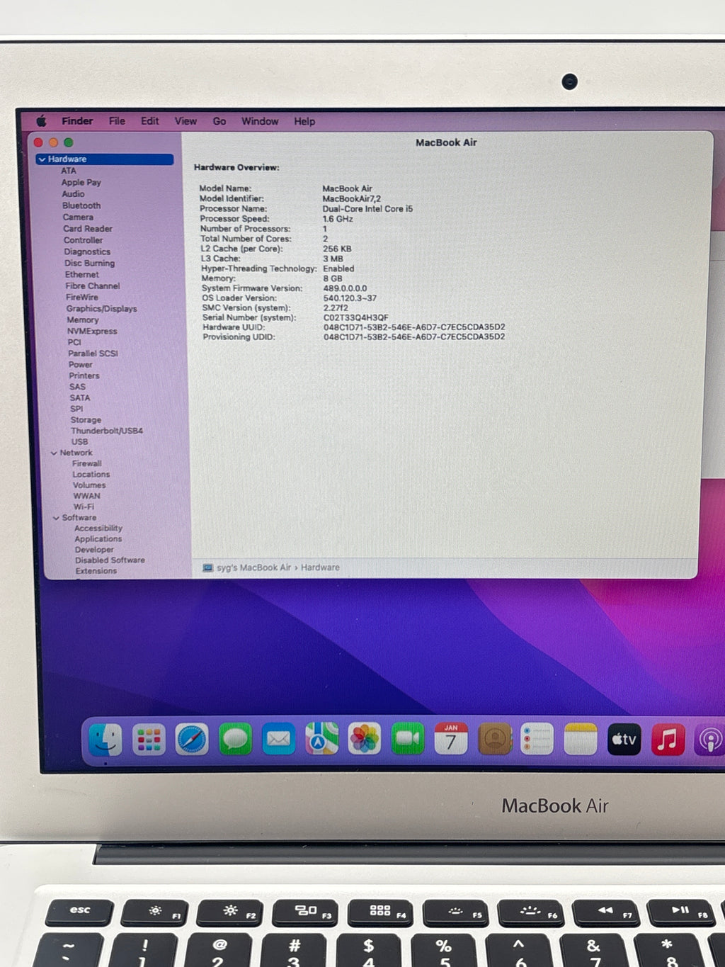 Apple MacBook Air A1466 2015 i5 8GB RAM 256GB SSD