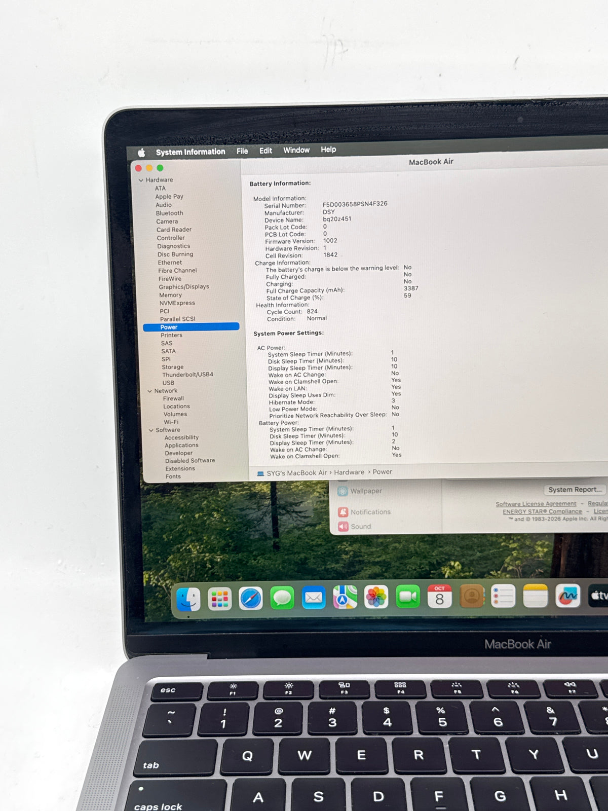 Apple MacBook Air 13in Retina A2179 2020 Core i3 8GB RAM 256GB SSD - Used