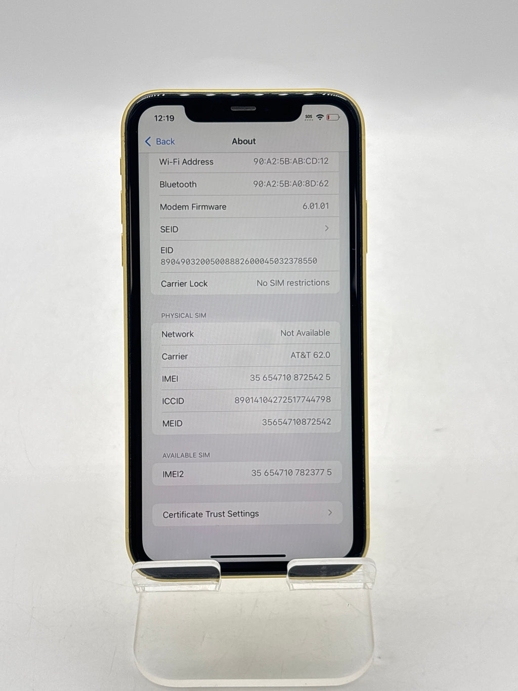 Apple iPhone 11 6.1" 64GB Yellow Unlocked - Service Battery