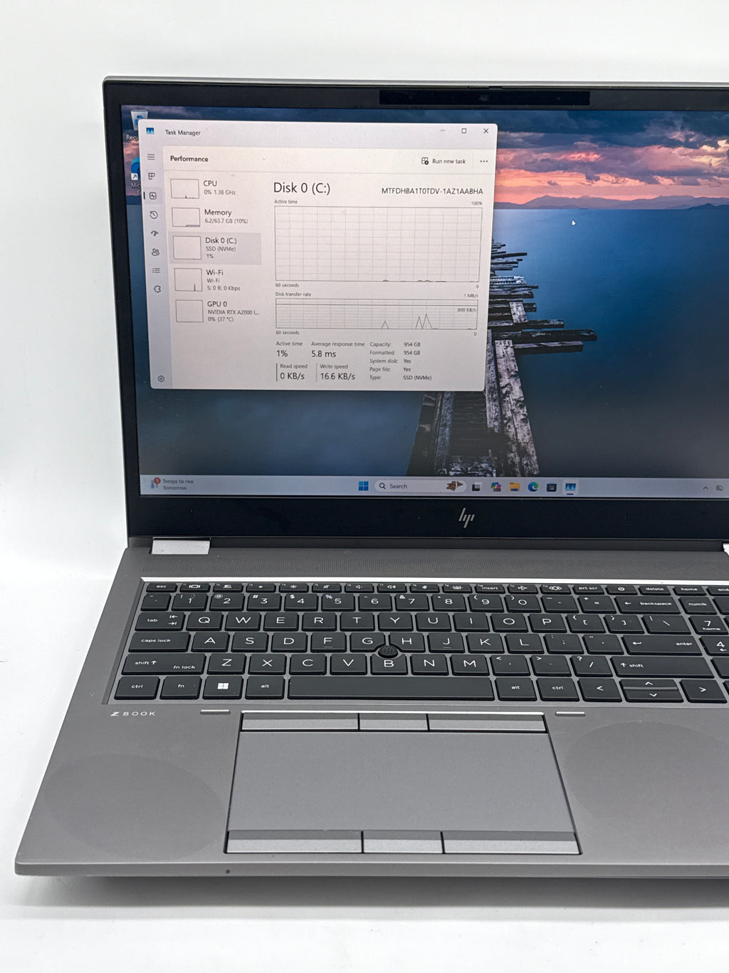 HP ZBook Fury G8 15.6" i9-11950H 64GB RAM 1TB SSD RTX A2000 - BIOS Locked