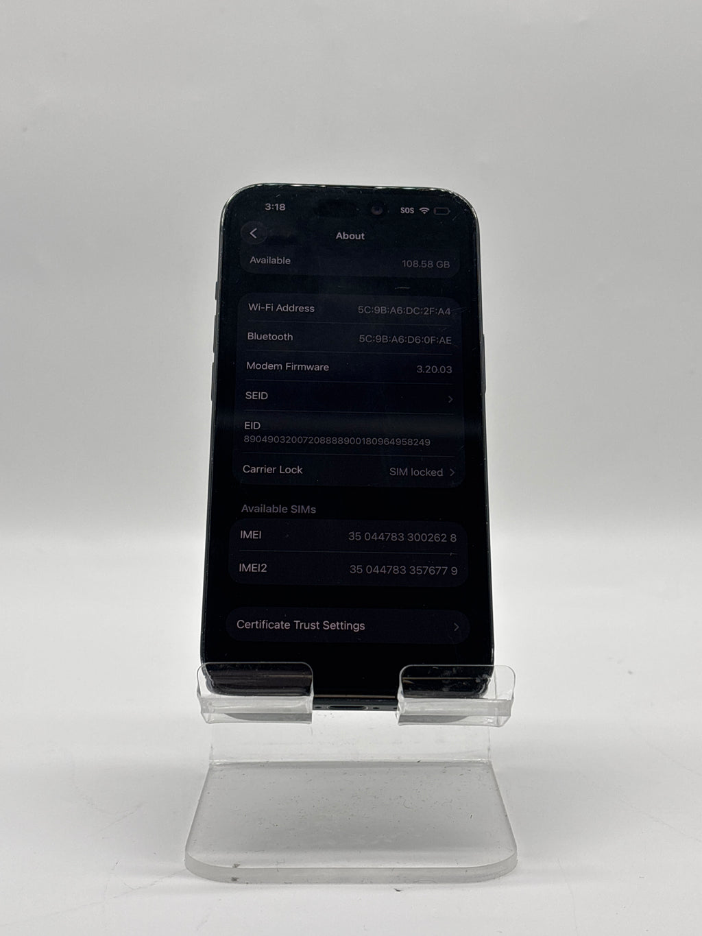 T-Mobile Apple iPhone 15 128GB Black A2846 For Parts