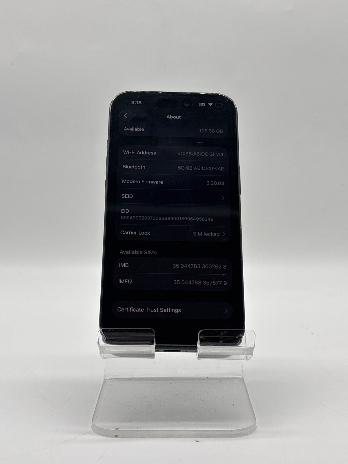T-Mobile Apple iPhone 15 128GB Black A2846 For Parts