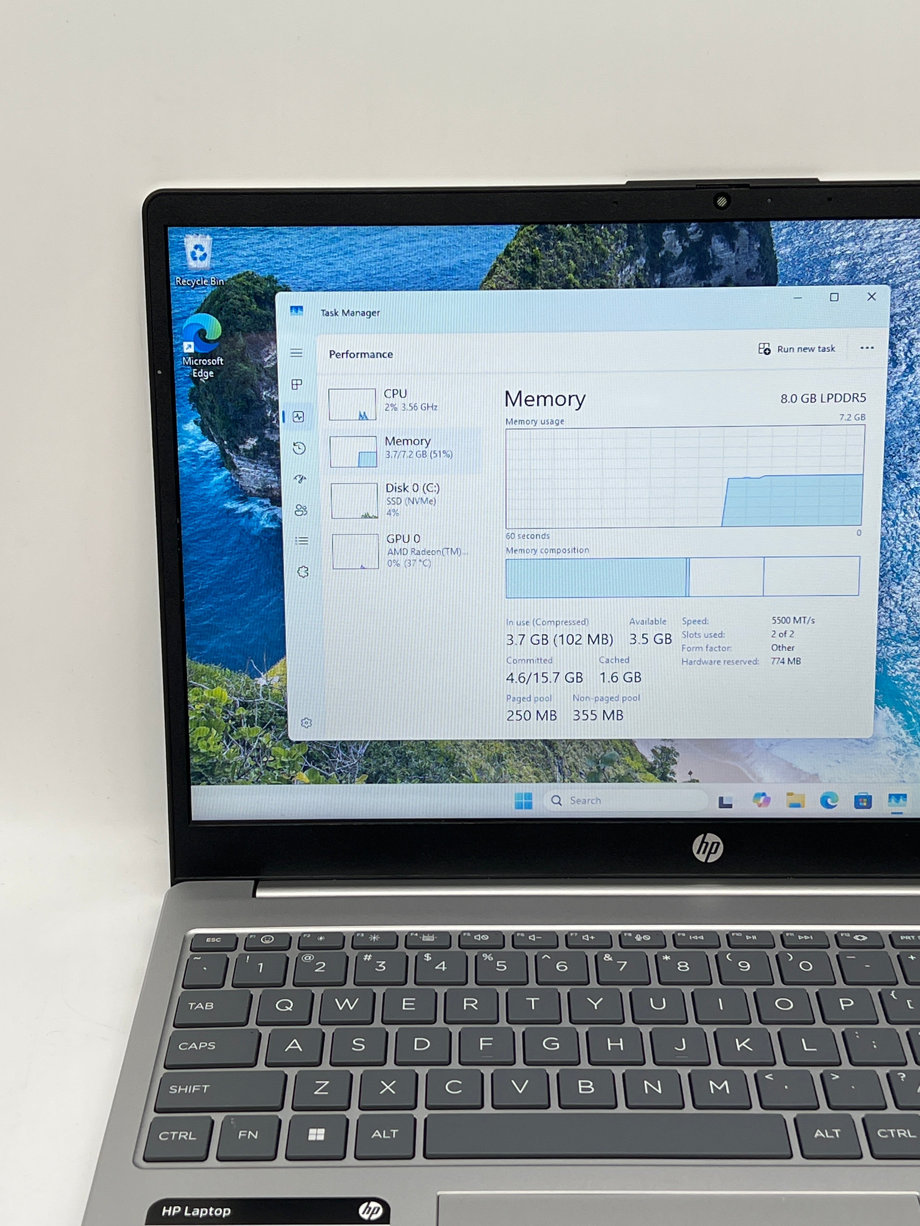 HP 15-fc0305nr 15.6" AMD Ryzen 5 7520U 8GB RAM 512GB SSD Silver - Used