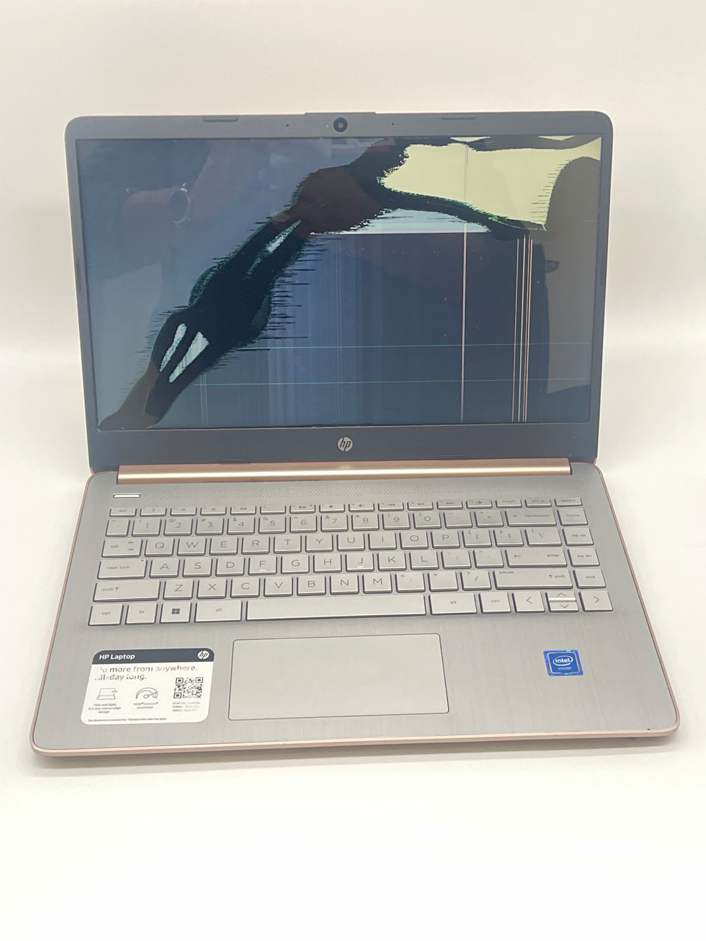 HP 14-DQ0030NR 14-inch Intel Celeron 4GB RAM 64GB Laptop - Rose Gold (Cracked Screen)