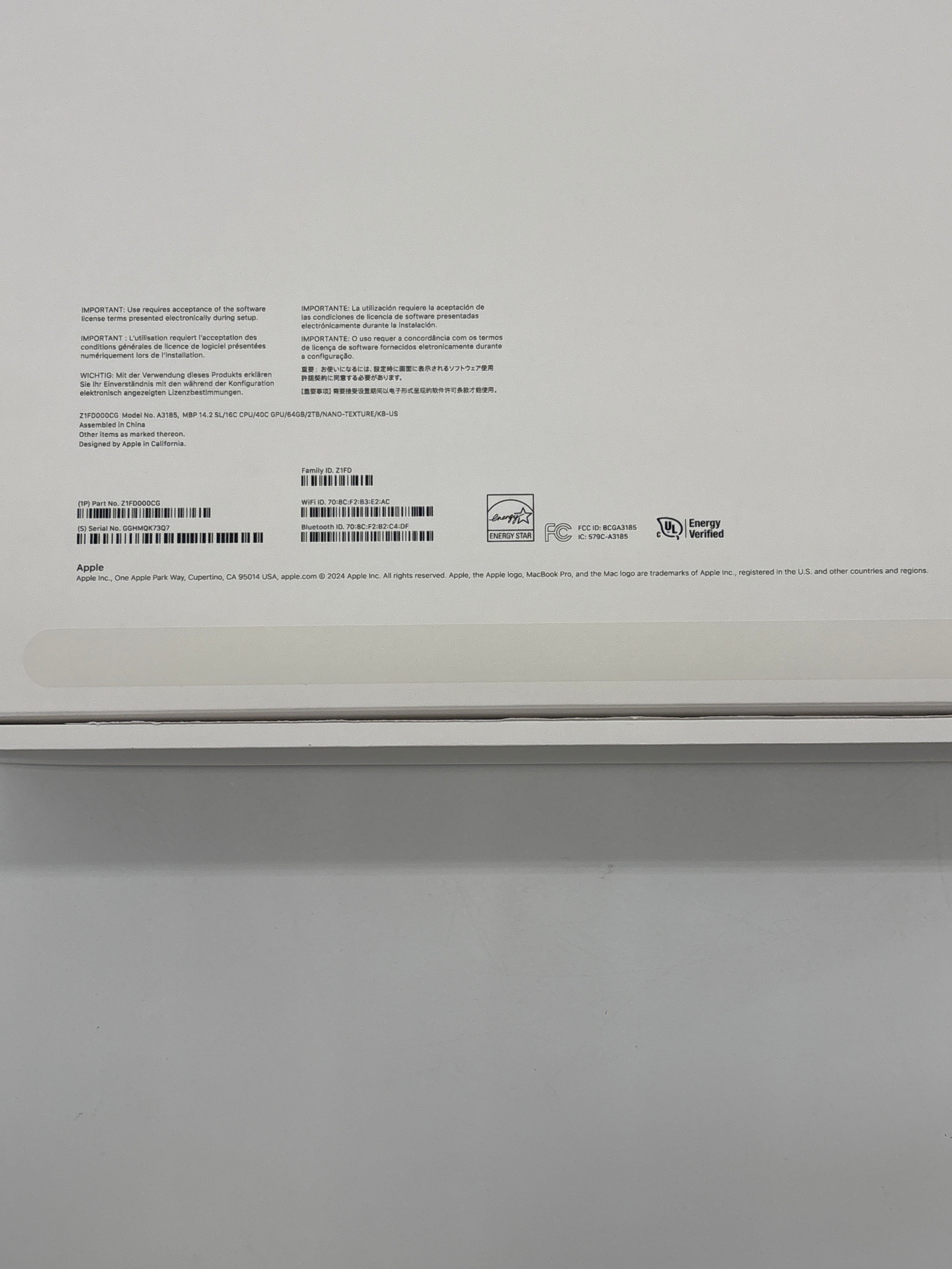 Apple MacBook Pro 14" M4 Max A3185 2024 64GB RAM 2TB SSD Silver with Box