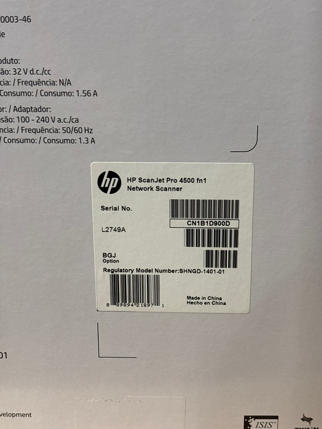 HP ScanJet Pro 4500 FN1 Flatbed Scanner - Used With Box