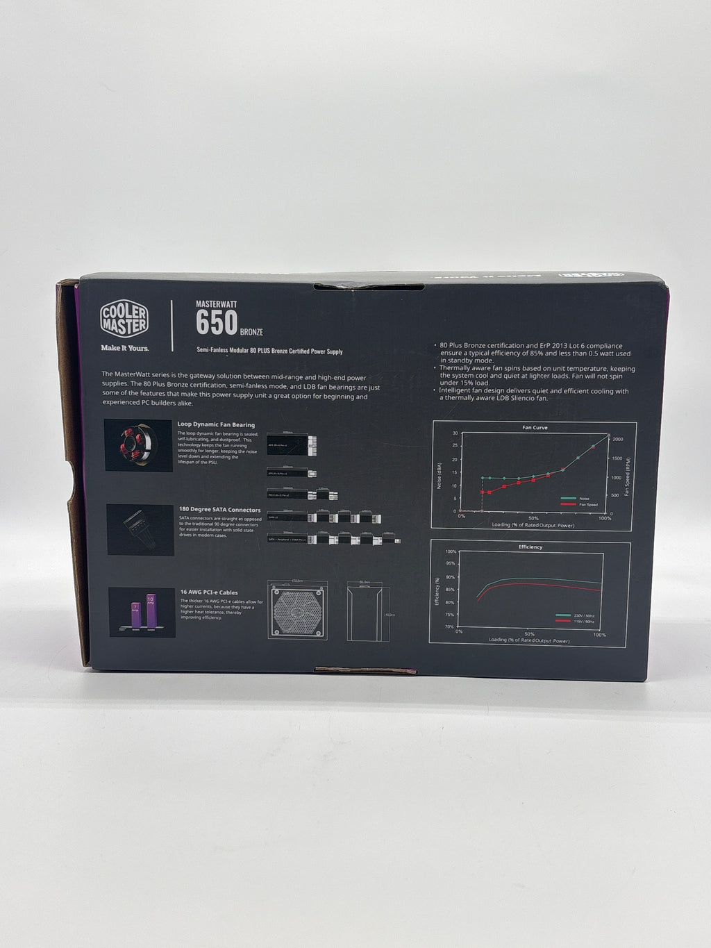 Cooler Master MasterWatt 650W Bronze ATX Power Supply Black - Used With Box